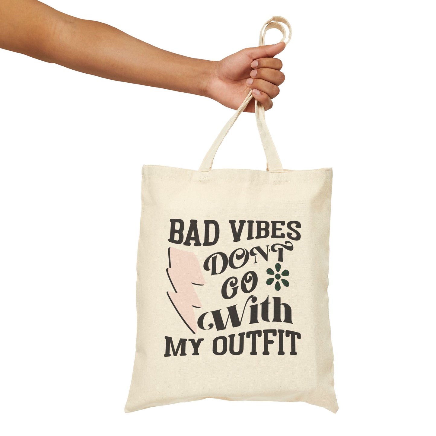 Bad Vibes Cotton Canvas Tote Bag - Stylish & Eco-Friendly Carryall for Trendsetters