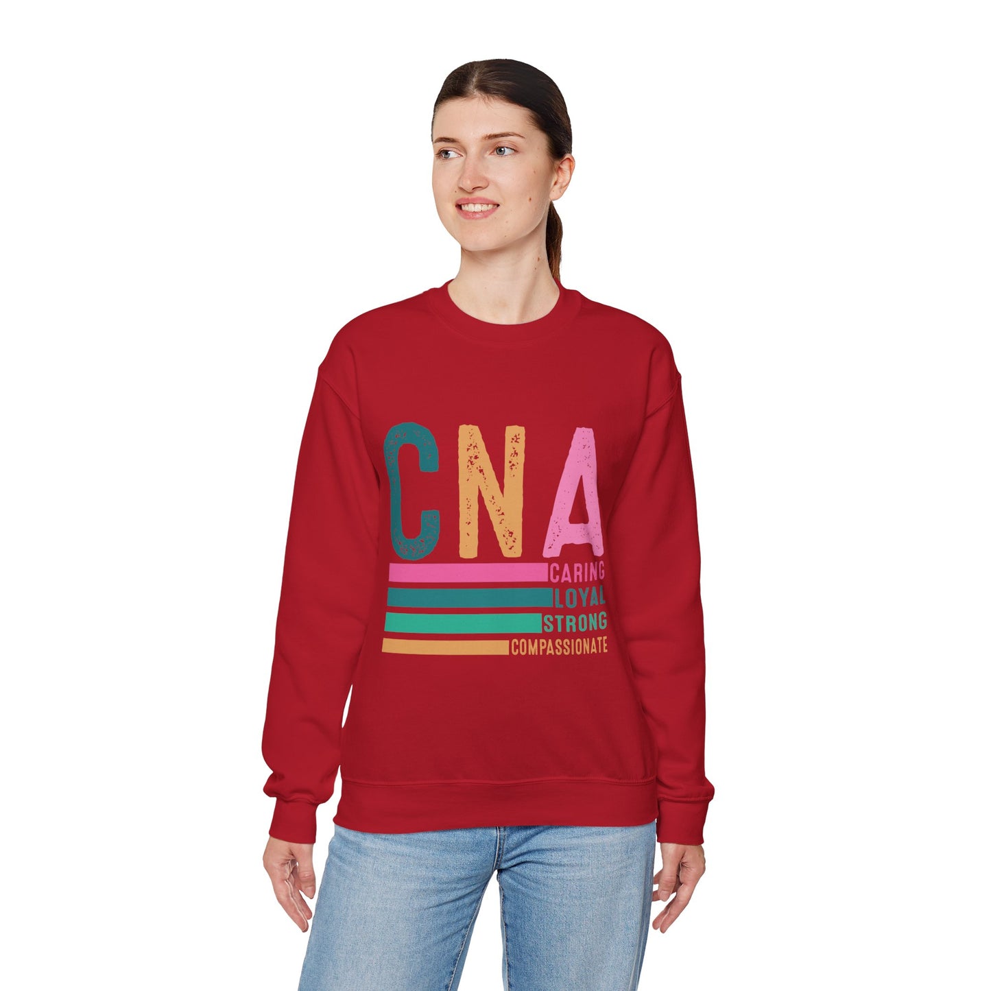 CNA Pride Crewneck Sweatshirt | Caring, Loyal, Strong & Compassionate