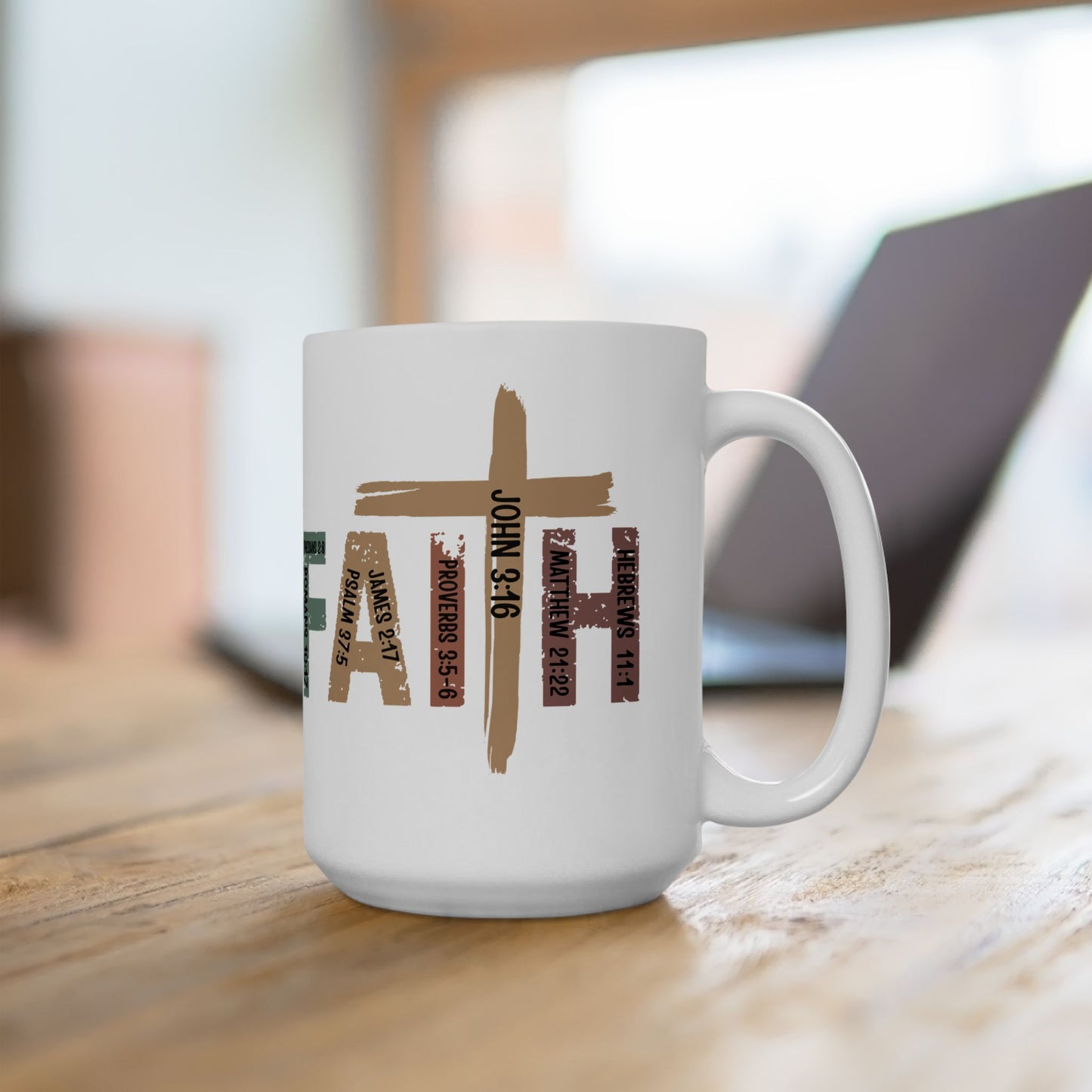 Bible Verse Cross Mug — Inspirational Scripture Coffee Cup (11oz & 15oz)