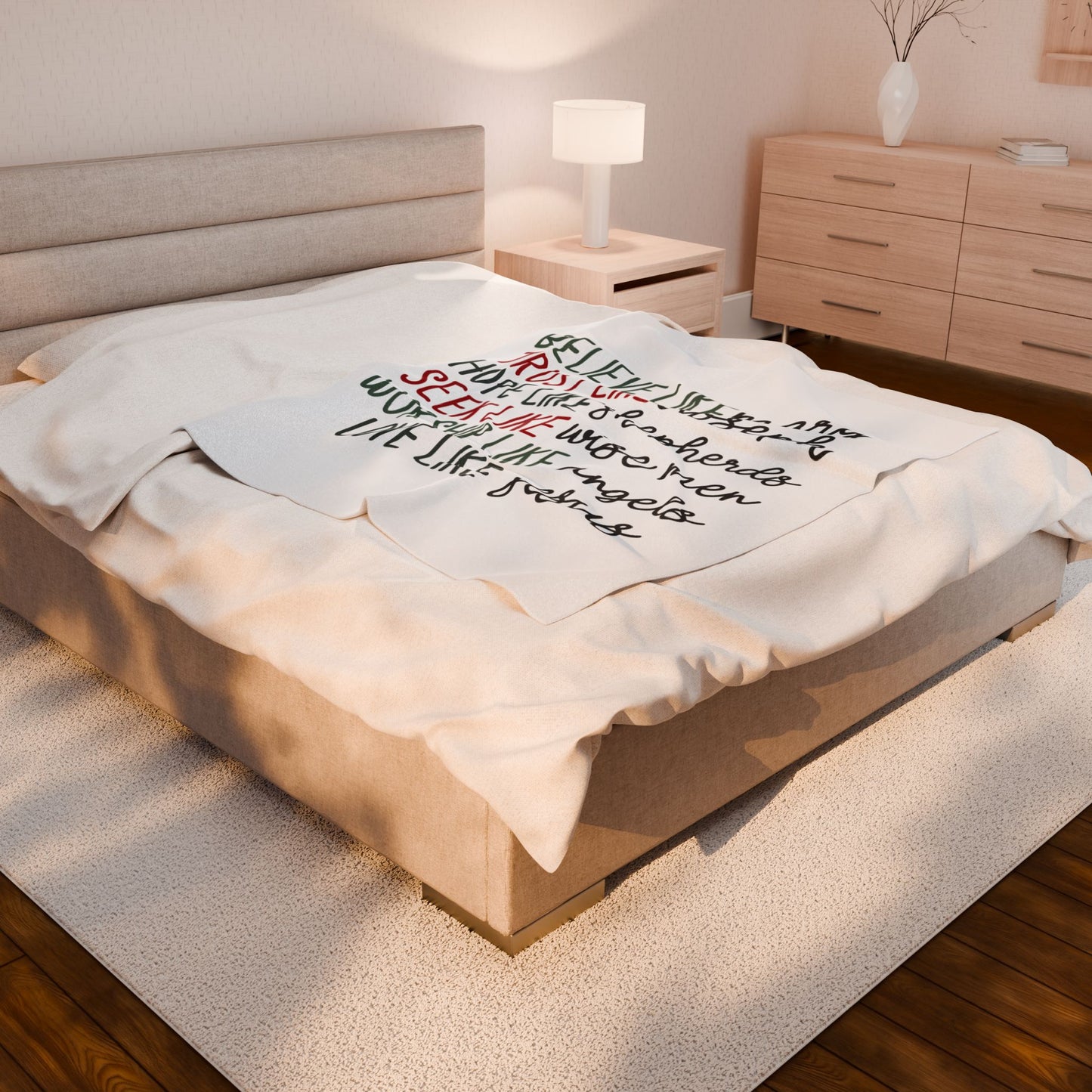 Velveteen Plush Blanket - "Believe Like Mary, Trust Like Joseph" Christmas Scripture Throw