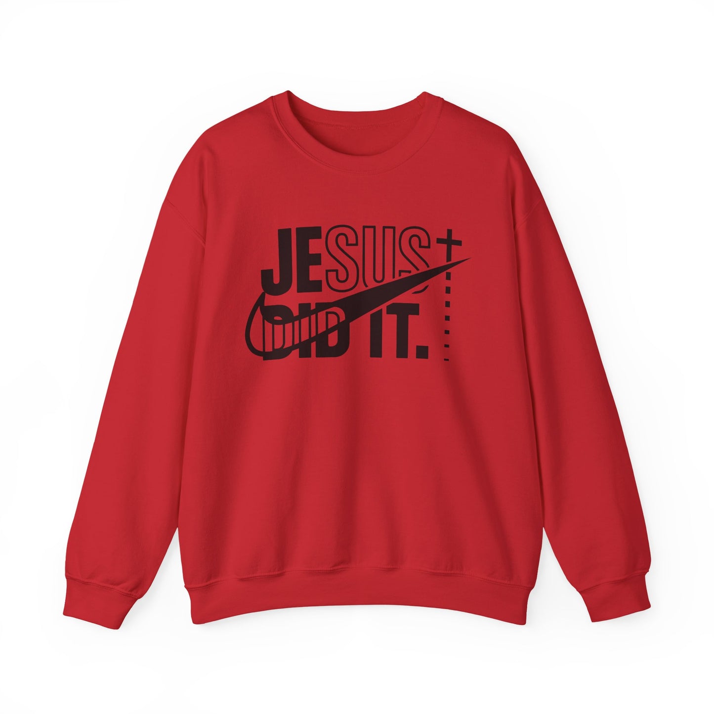 Jesus Did It Crewneck Sweatshirt — Christian Faith Graphic Pullover