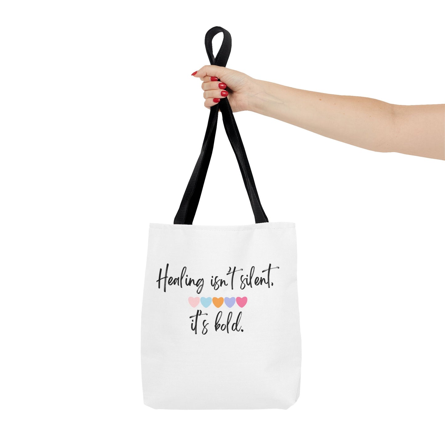 Healing Isn't Silent Tote Bag - Bold & Colorful Inspirational Bag