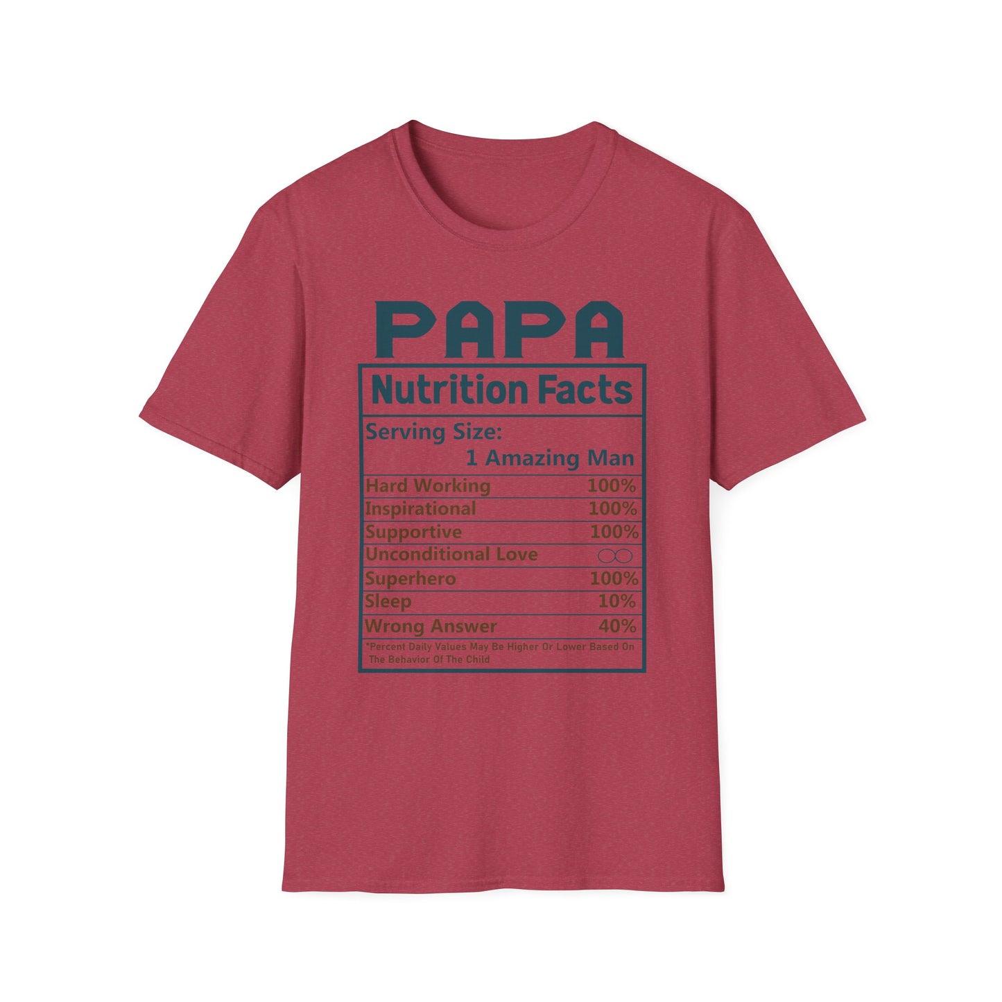 Papa Nutrition Facts T-Shirt, Father's Day Gift