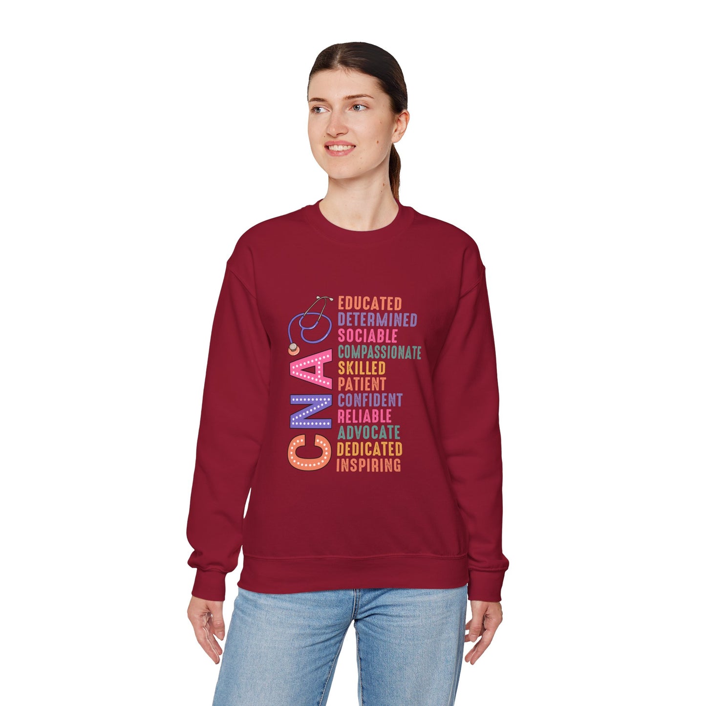 CNA Pride Crewneck Sweatshirt - Empowering Words for Caring Professionals