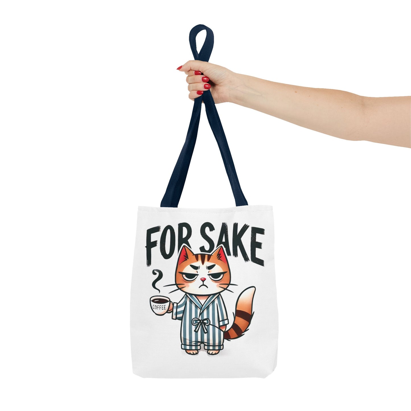 Funny Cat Coffee Tote Bag - 'For Sake' Design - Perfect Gift for Cat Lovers