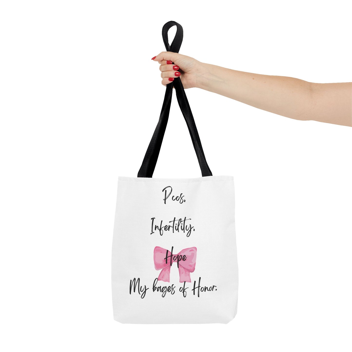 PCOS Awareness Tote Bag | Infertility Support | Pink Bow Design