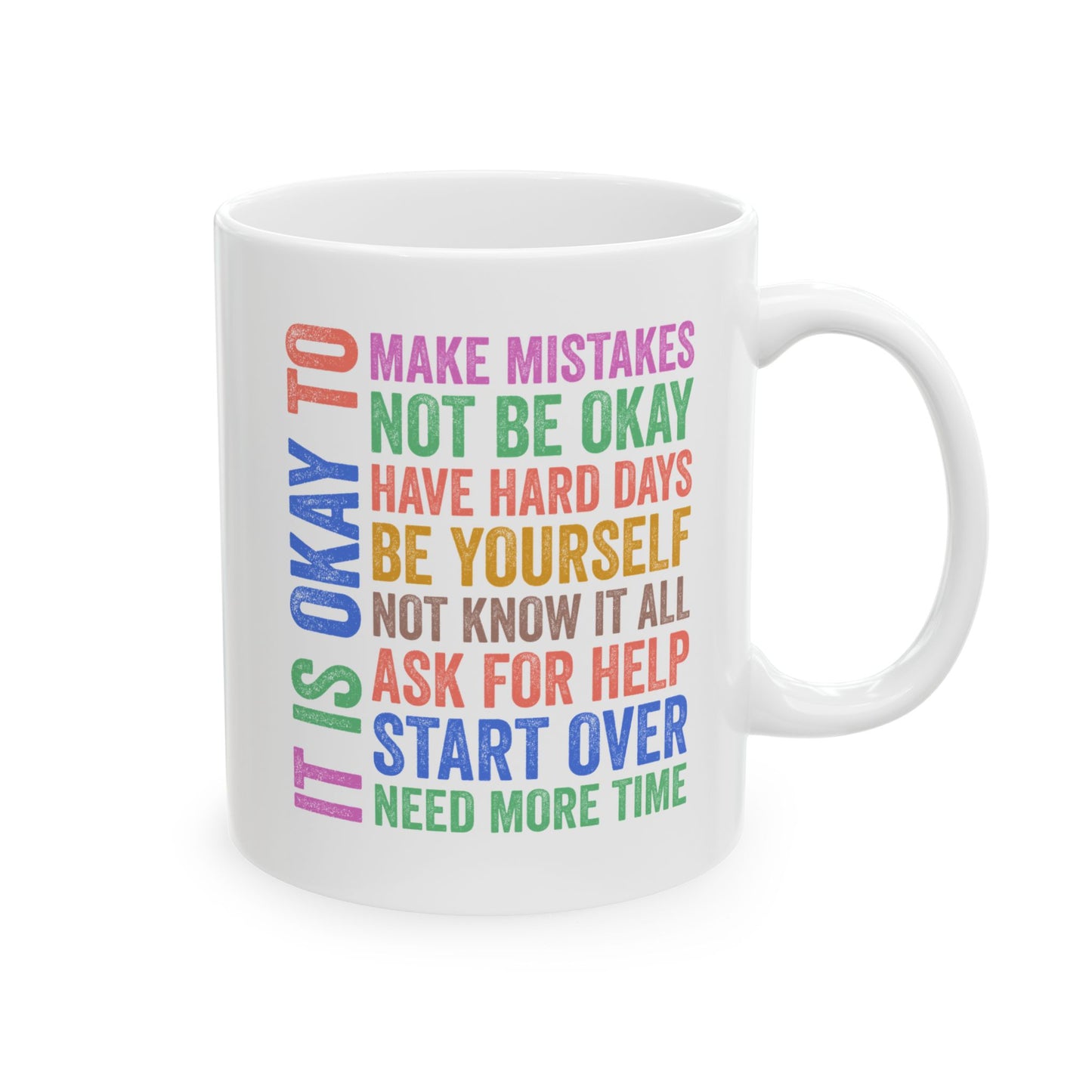Inspirational Ceramic Mug - "It is Okay to Make Mistakes" Motivational Quote for Daily Use