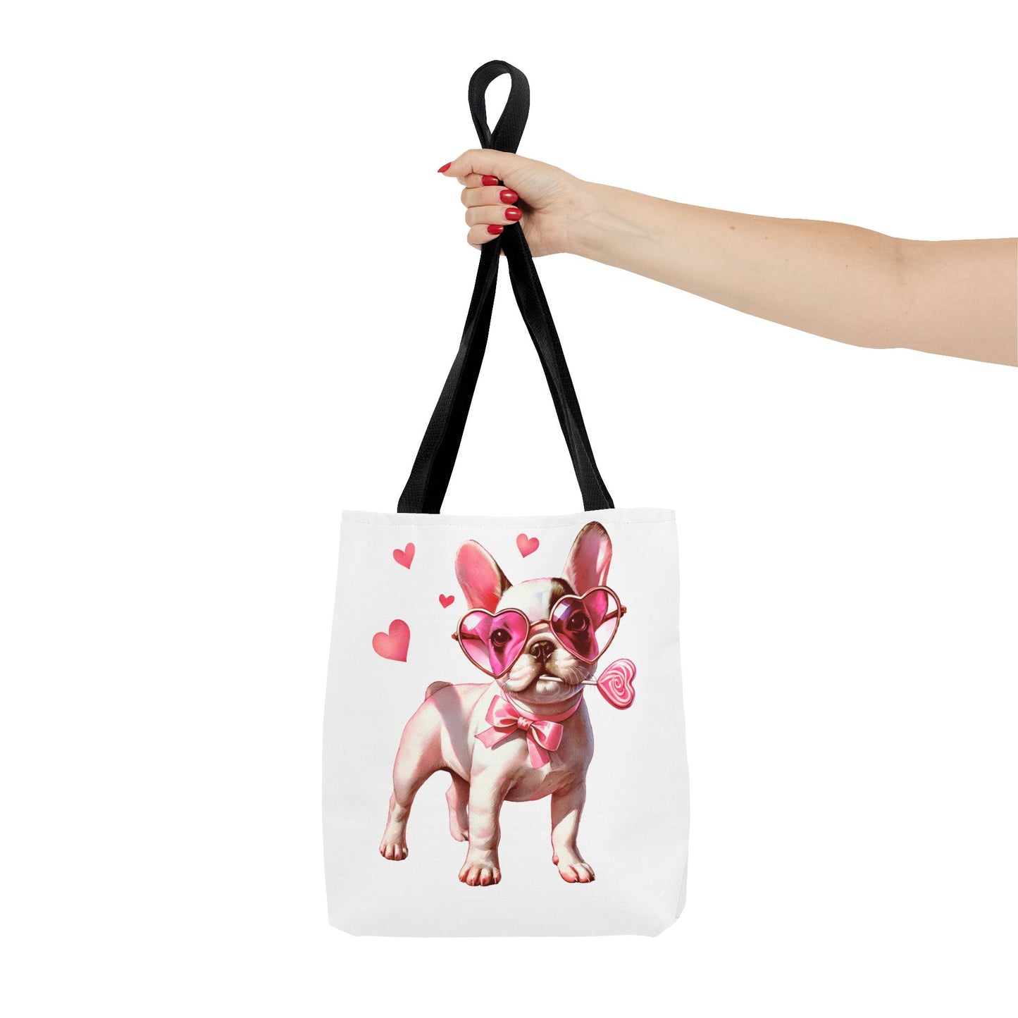 Cute French Bulldog Tote Bag with Hearts - Perfect for Dog Lovers