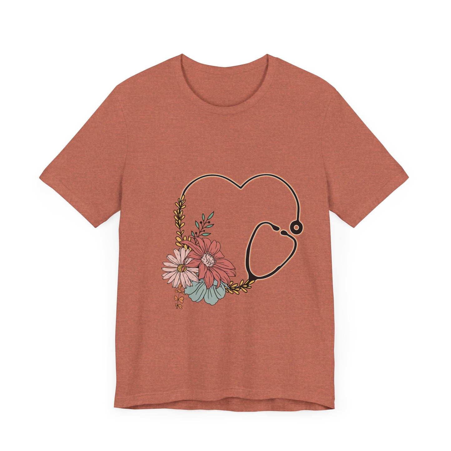 Floral Stethoscope Unisex Jersey Tee - Perfect Gift for Healthcare Workers