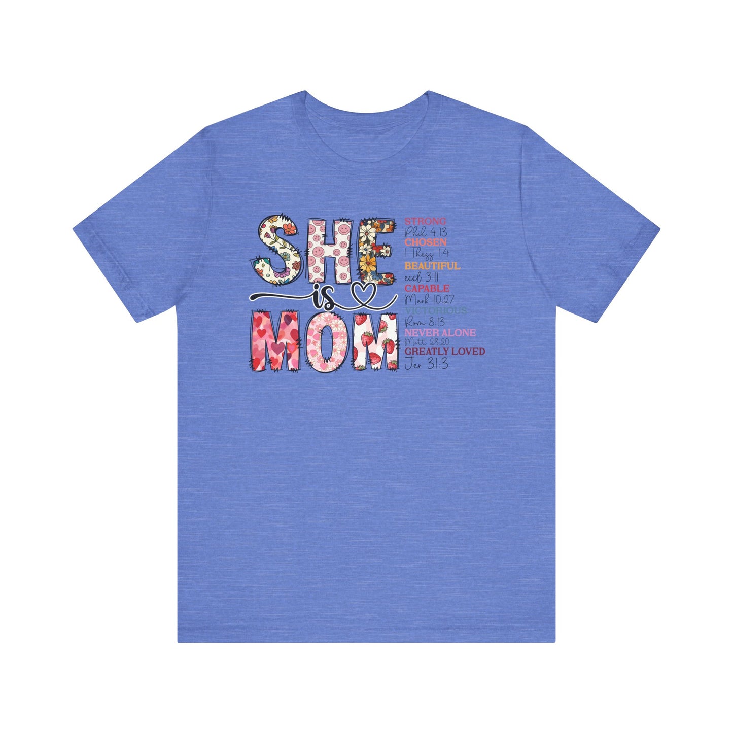 Empowering Unisex Mom Tee - "She is Mom" Floral Design