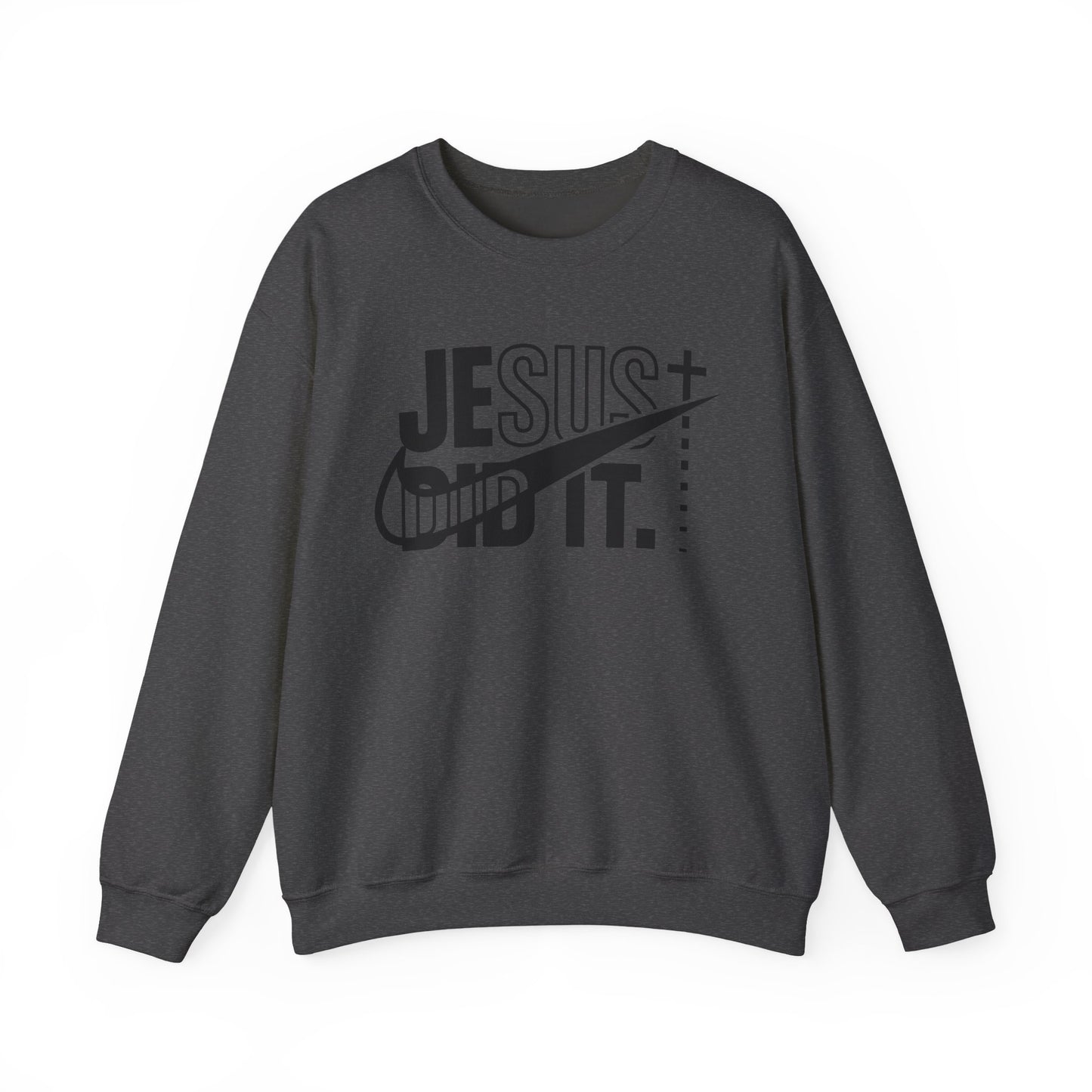 Jesus Did It Crewneck Sweatshirt — Christian Faith Graphic Pullover