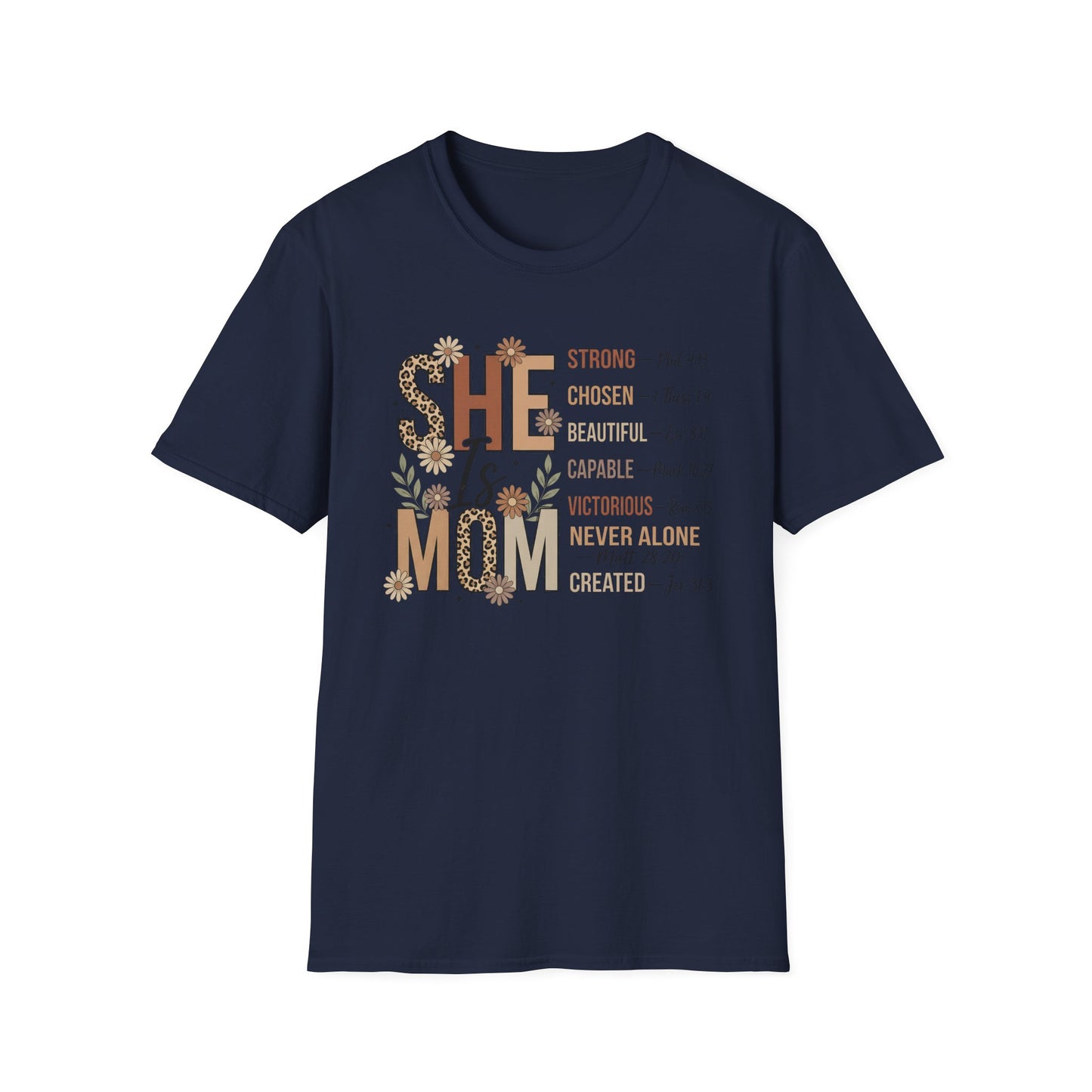She Is Mom Inspirational Scripture T-Shirt — “She Is” Faith-Based Mother's Day Tee