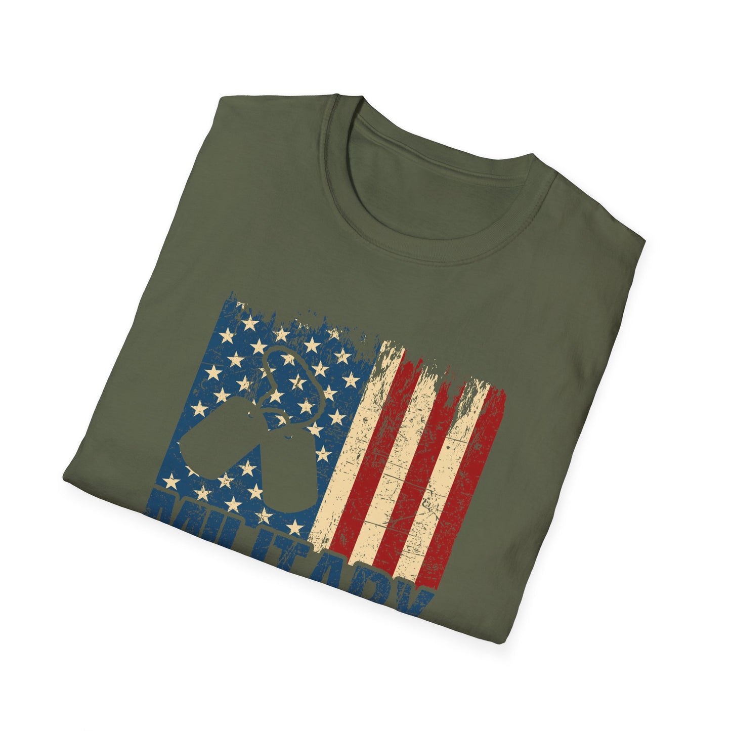 Military Mom T-Shirt – Distressed American Flag & Dog Tag Patriotic Tee