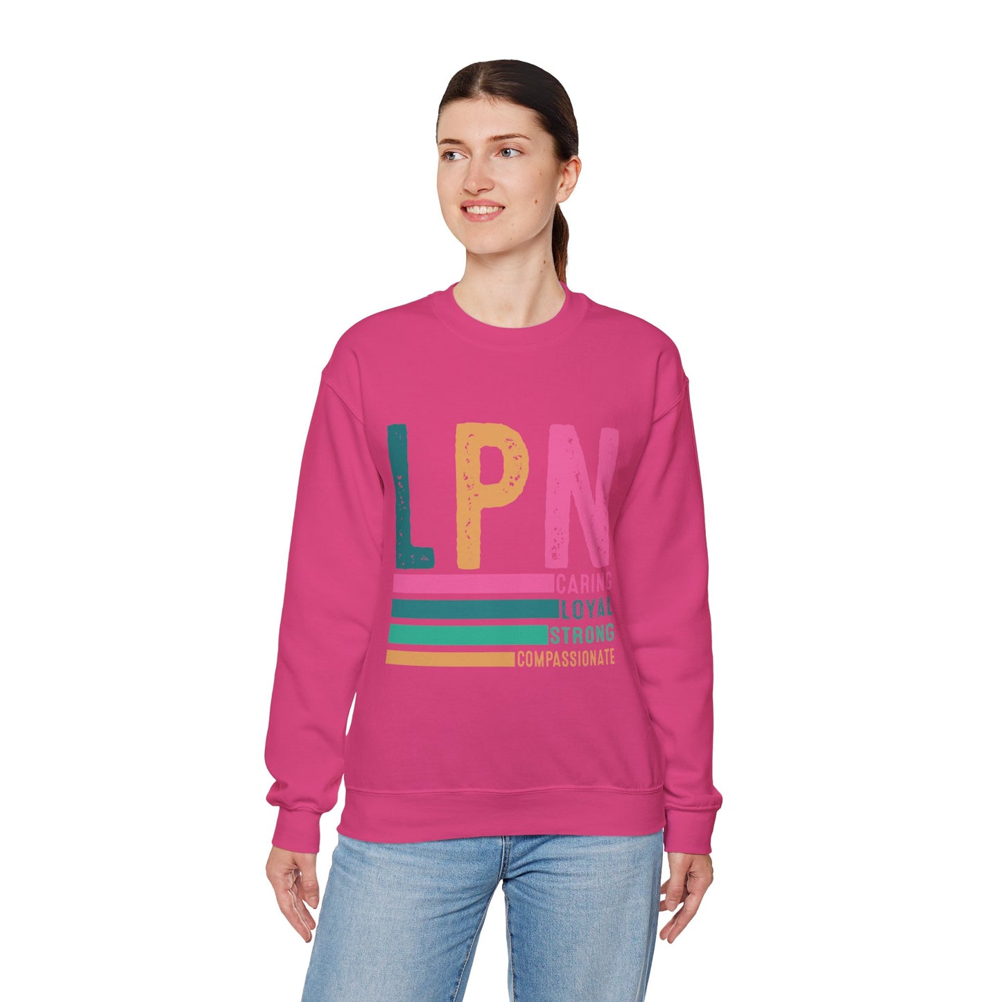 Caring Strong Compassionate Crewneck Sweatshirt for LPNs