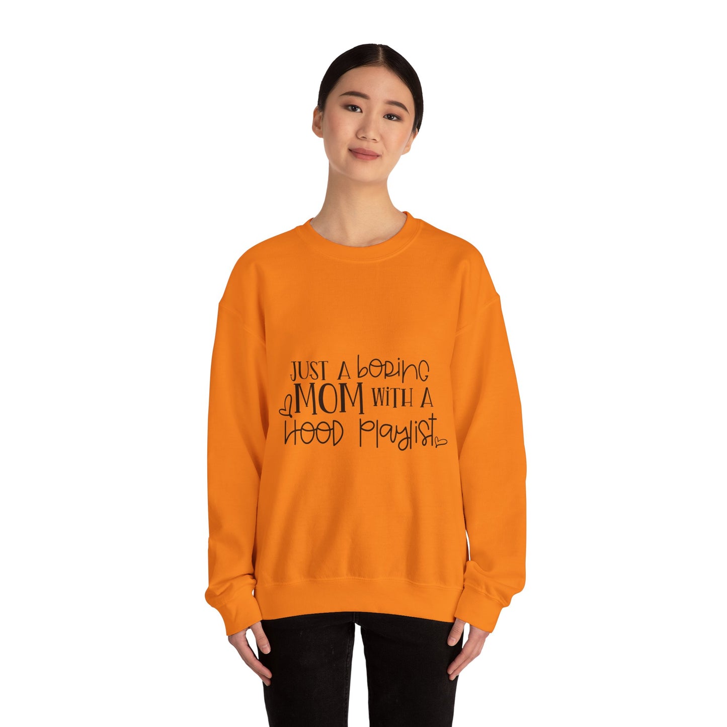 Just a Boring Mom with a Hood Playlist Sweatshirt - Unisex Heavy Blend™ Crewneck