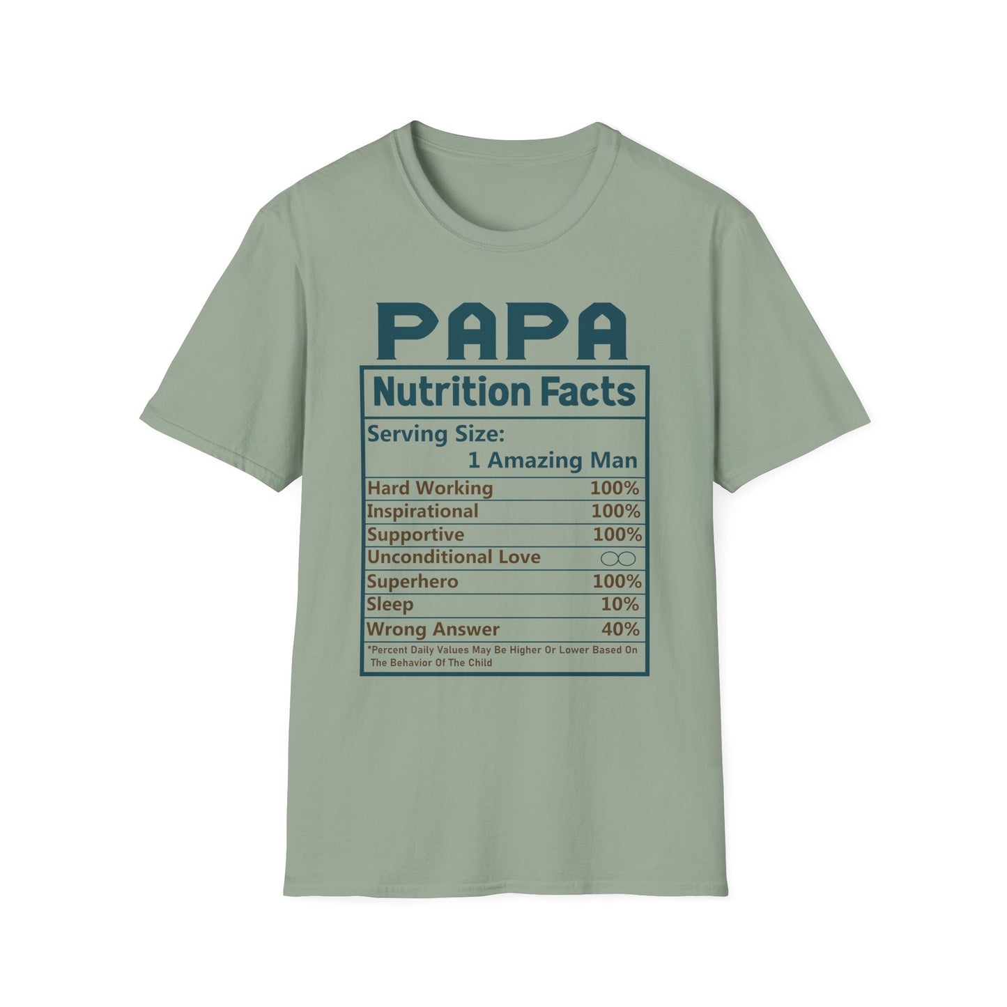 Papa Nutrition Facts T-Shirt, Father's Day Gift