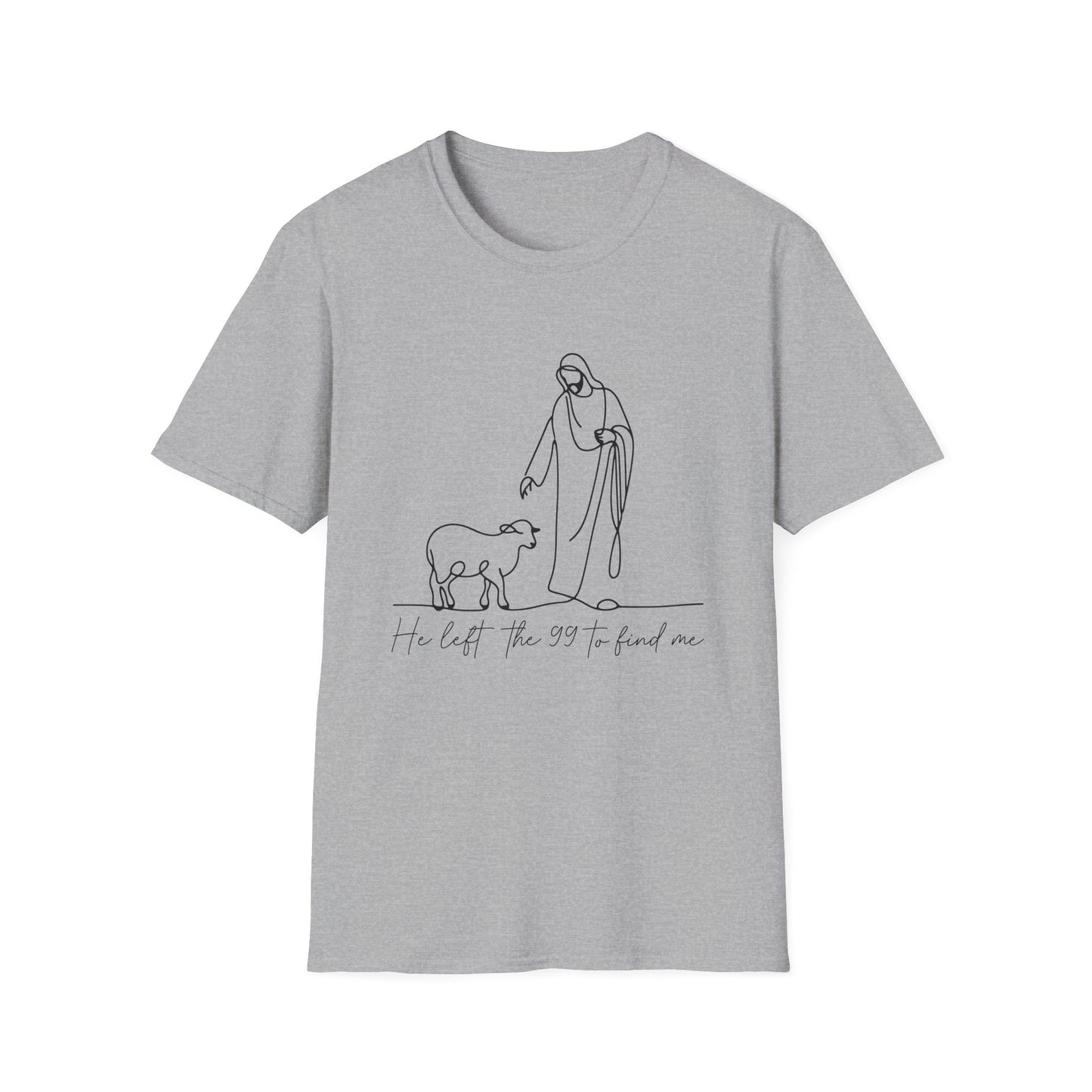 Christian Shepherd T-Shirt – "He Left the 99 to Find Me" Minimal Line Art