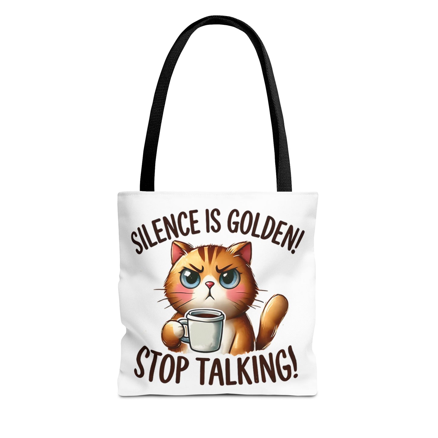 Silence is Golden Cat Tote Bag - Funny Coffee Lover's Gift