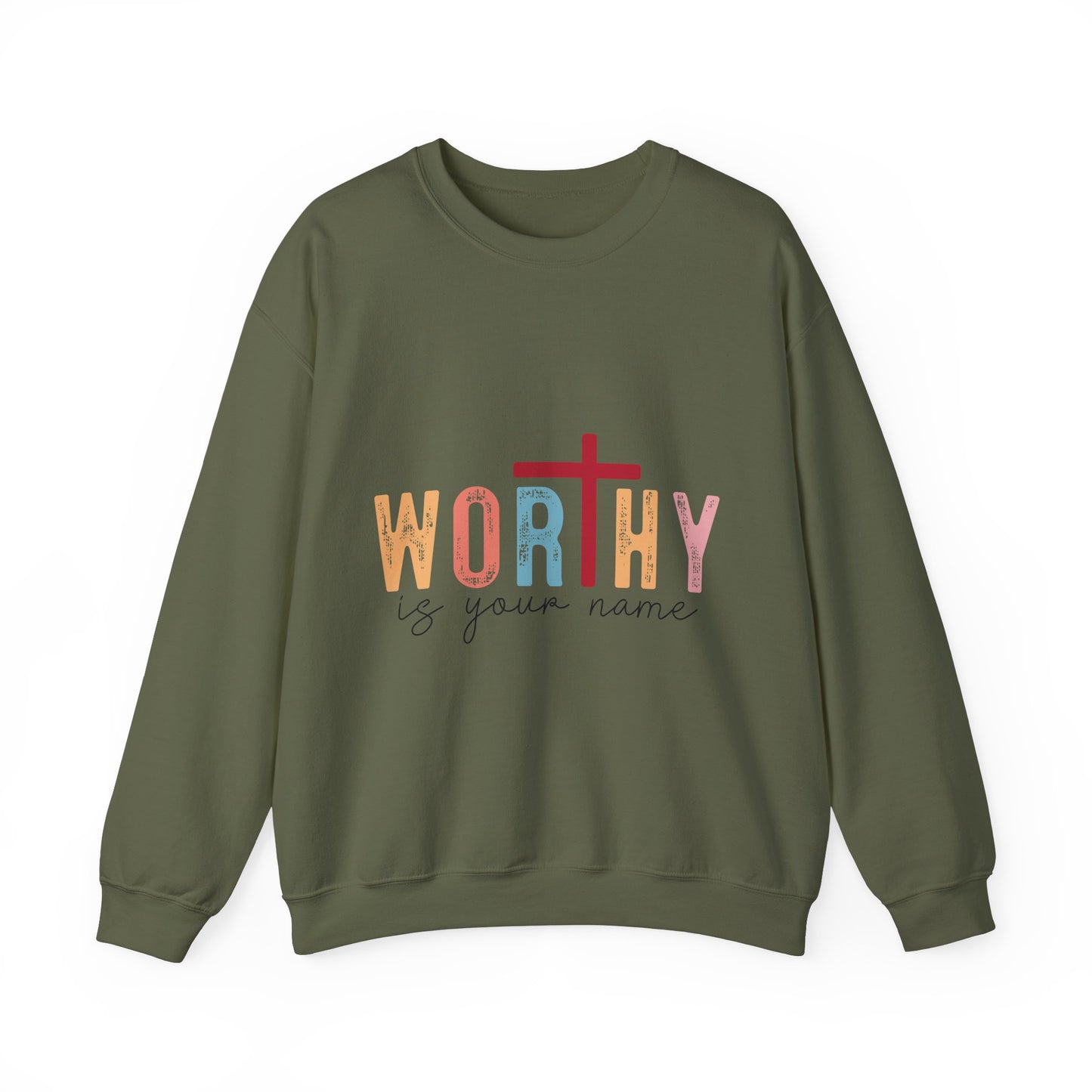 Worthy Unisex Heavy Blend Crewneck Sweatshirt - Inspirational Faith Apparel