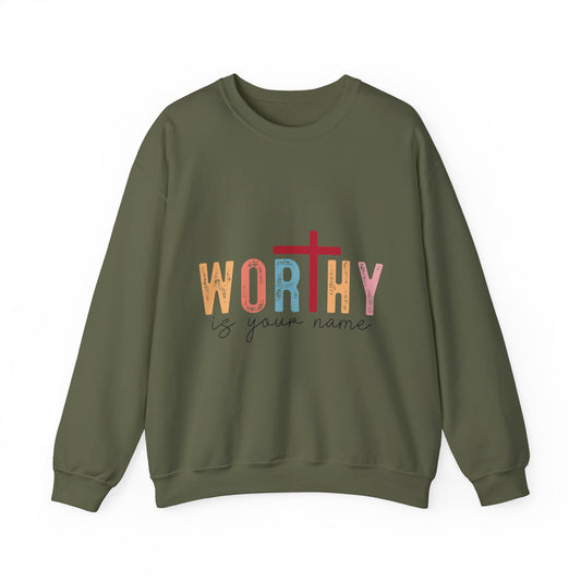 Worthy Unisex Heavy Blend Crewneck Sweatshirt - Inspirational Faith Apparel