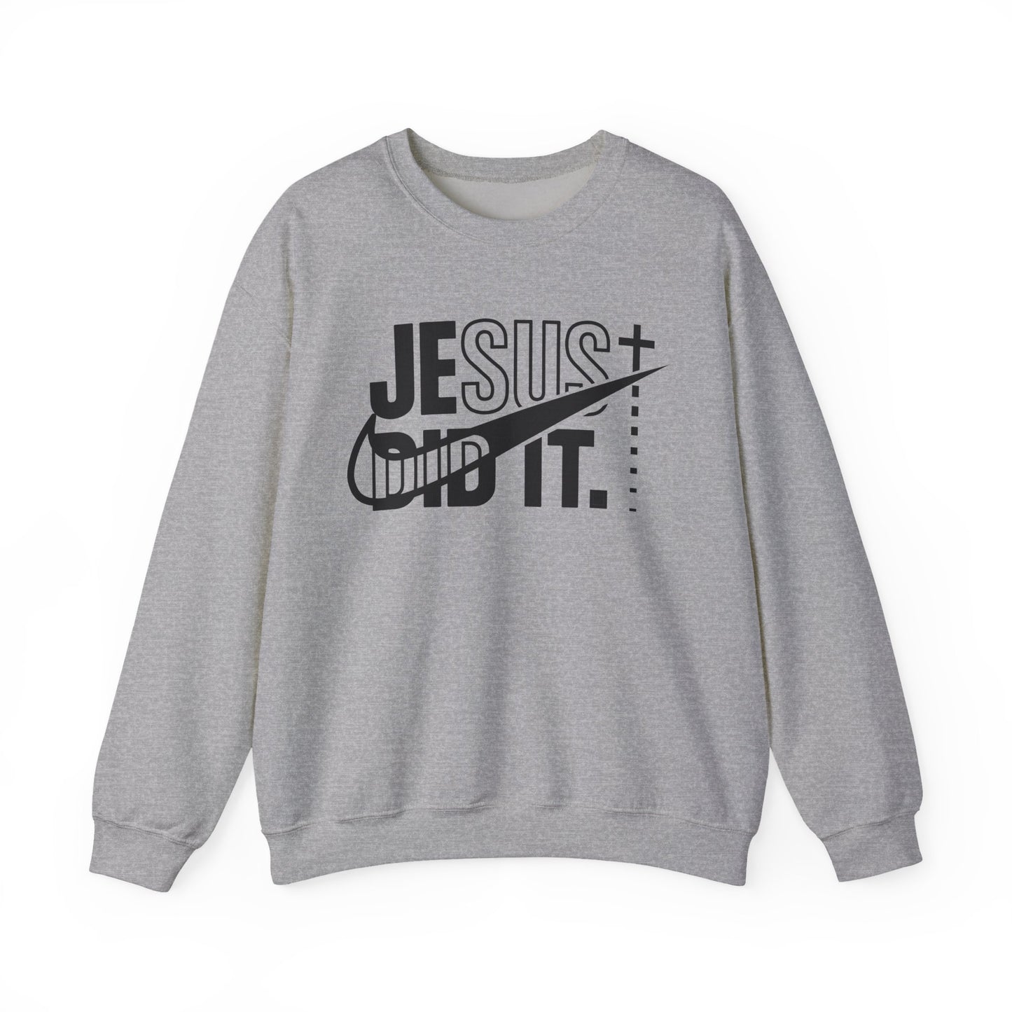 Jesus Did It Crewneck Sweatshirt — Christian Faith Graphic Pullover