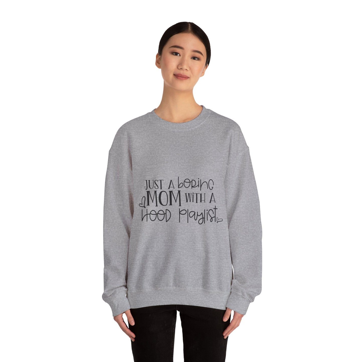 Just a Boring Mom with a Hood Playlist Sweatshirt - Unisex Heavy Blend™ Crewneck
