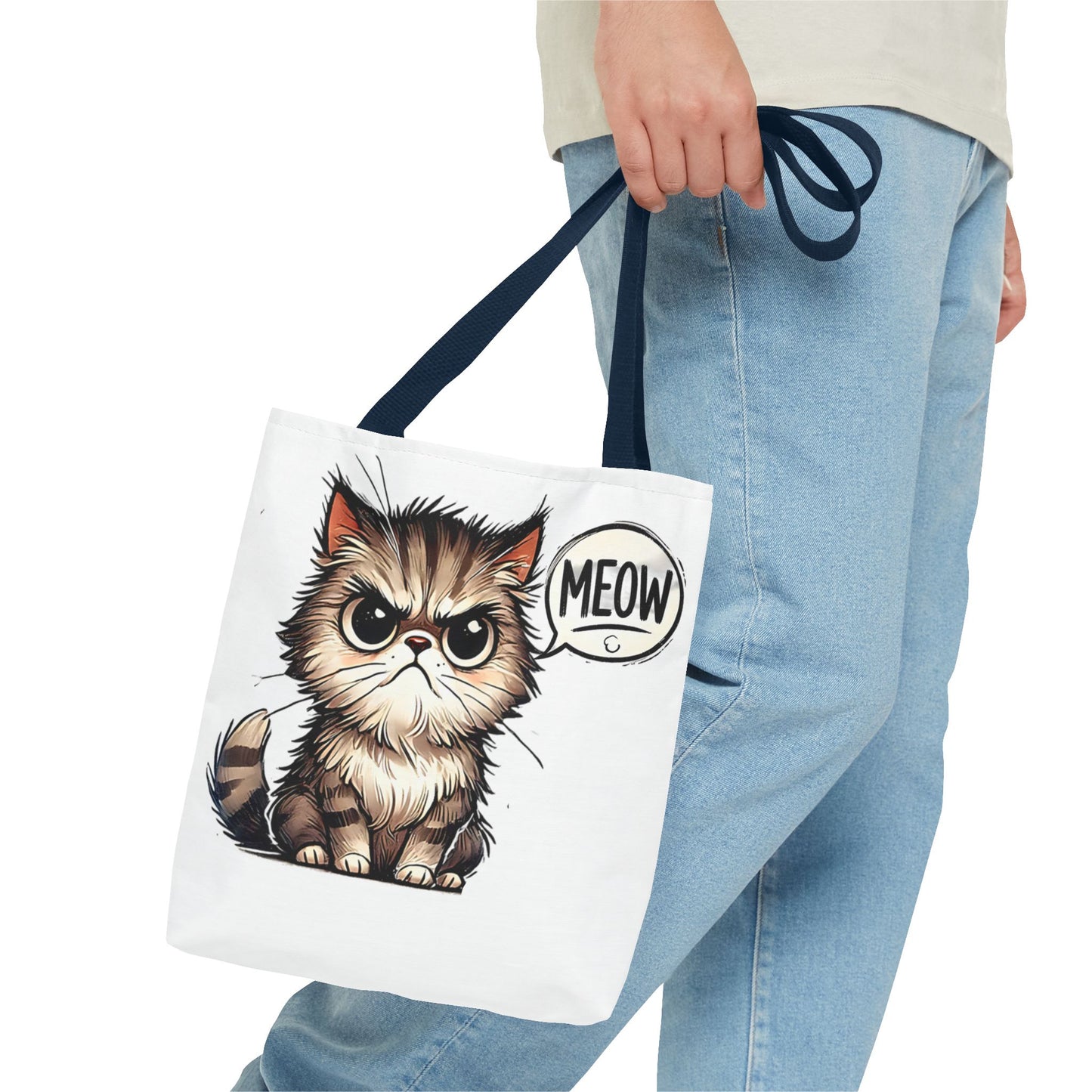 Adorable Cat Print Tote Bag - 'Meow' Design for Cat Lovers