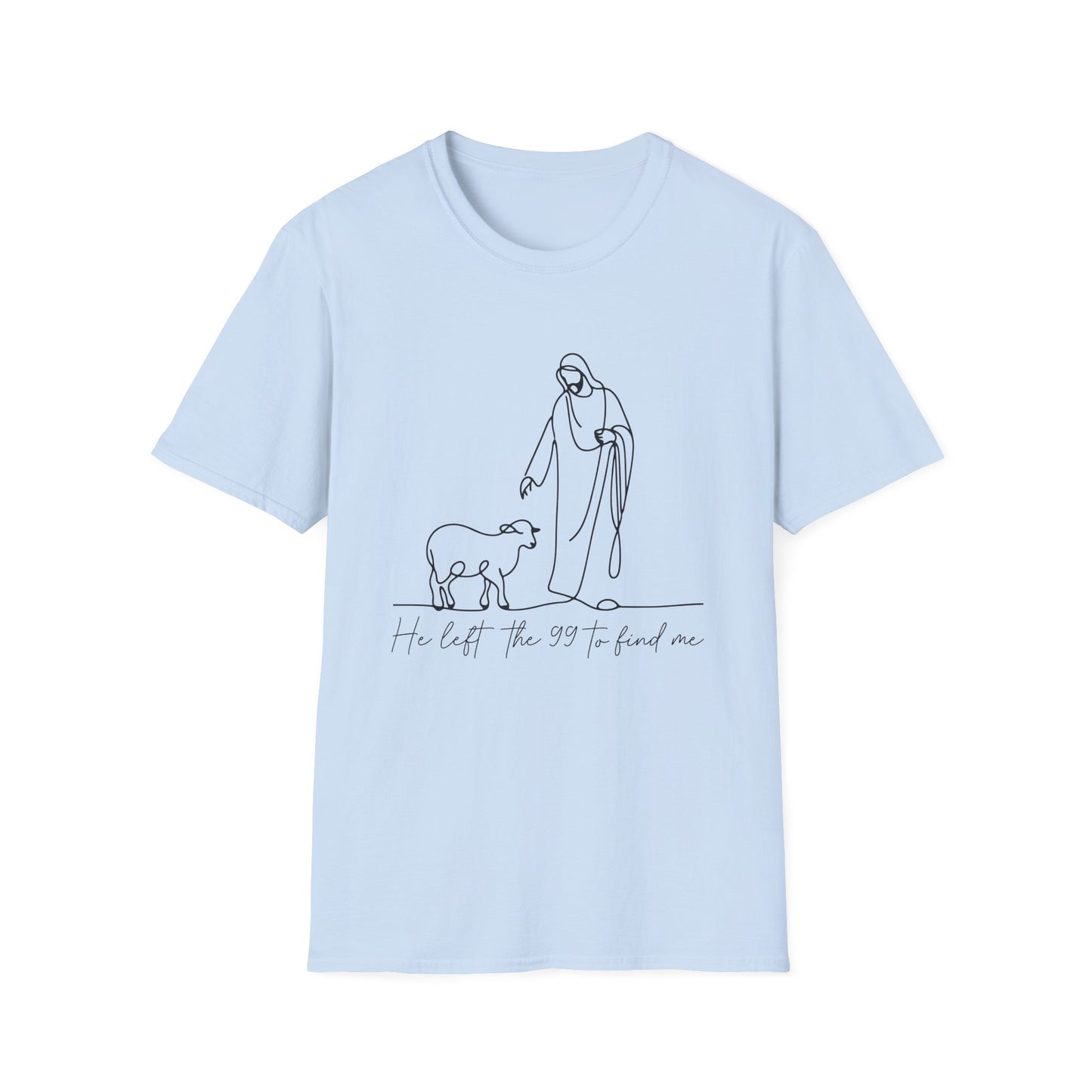 Christian Shepherd T-Shirt – "He Left the 99 to Find Me" Minimal Line Art