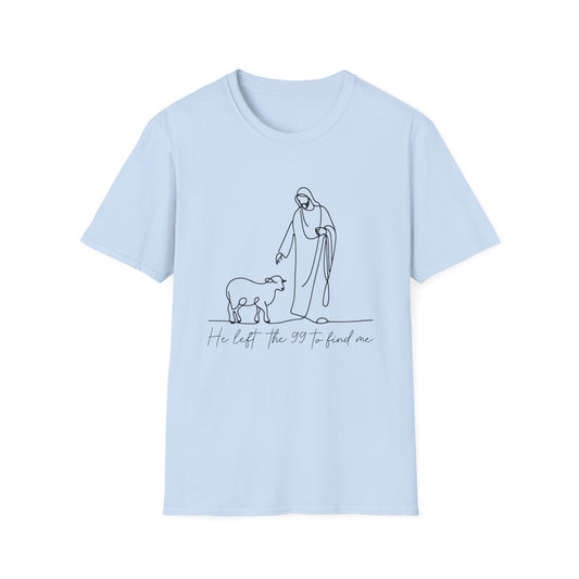 Christian Shepherd T-Shirt – "He Left the 99 to Find Me" Minimal Line Art