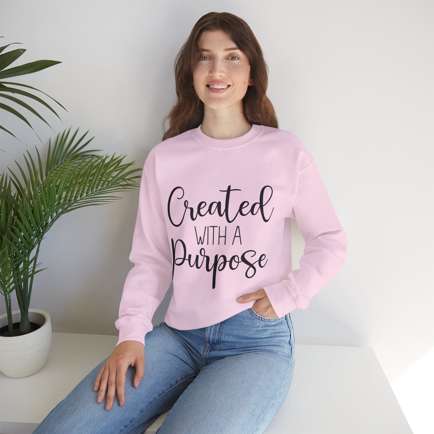 Created with a Purpose Crewneck Sweatshirt - Inspiring Unisex Heavy Blend Style for Everyday Wear