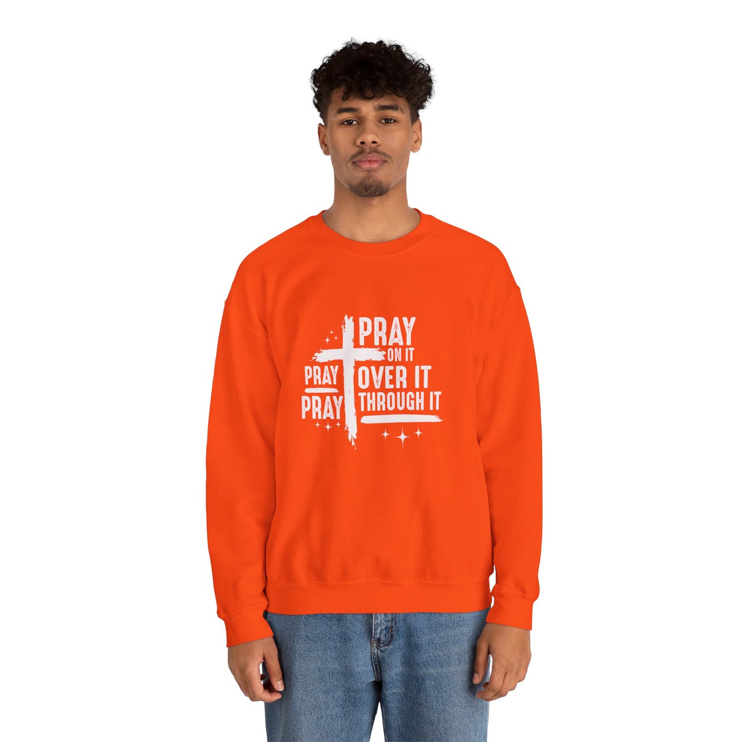 Faith-Inspired Unisex Crewneck Sweatshirt - 'Pray on it, Pray over it, Pray through it'