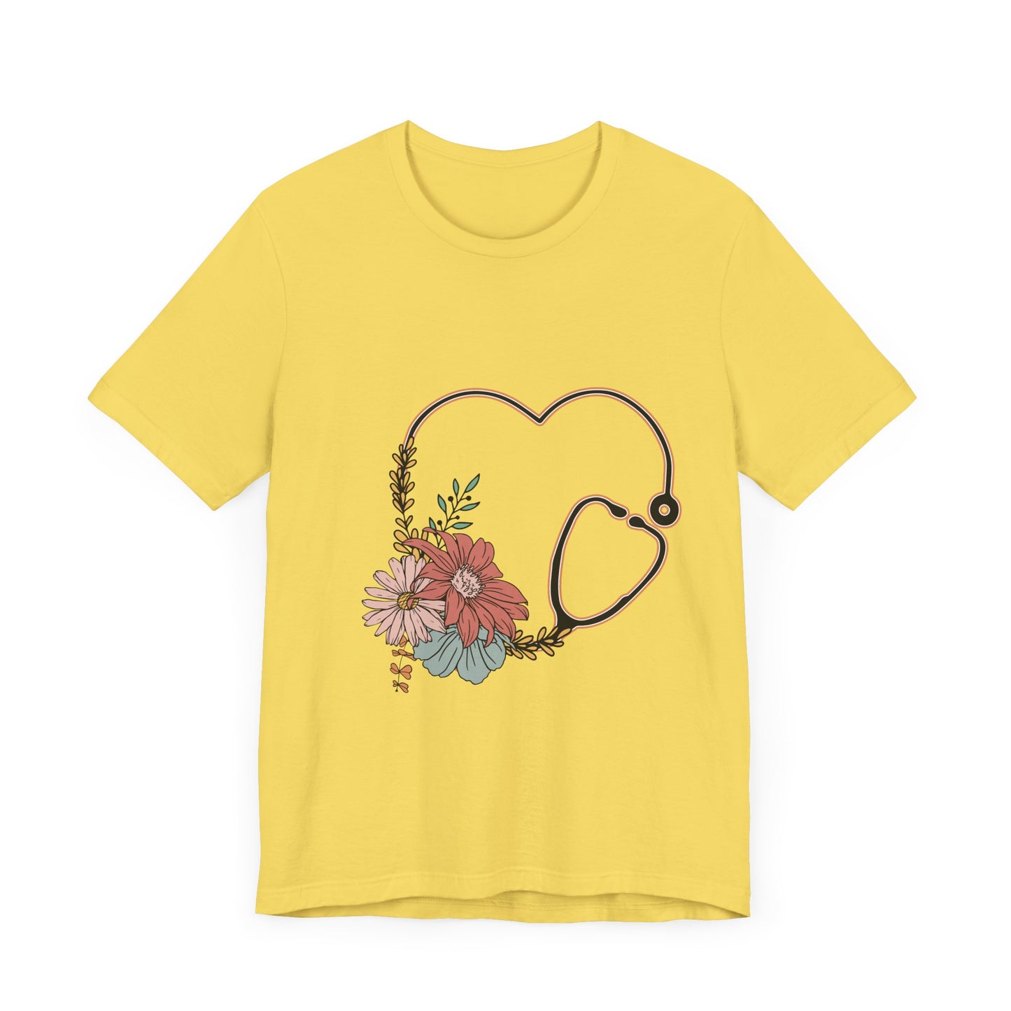 Floral Stethoscope Unisex Jersey Tee - Perfect Gift for Healthcare Workers