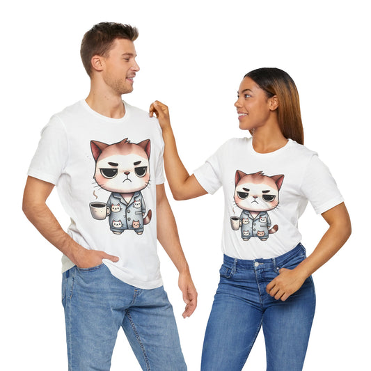 Cozy Cat Lover Tee - Cute Pajama Cat Design