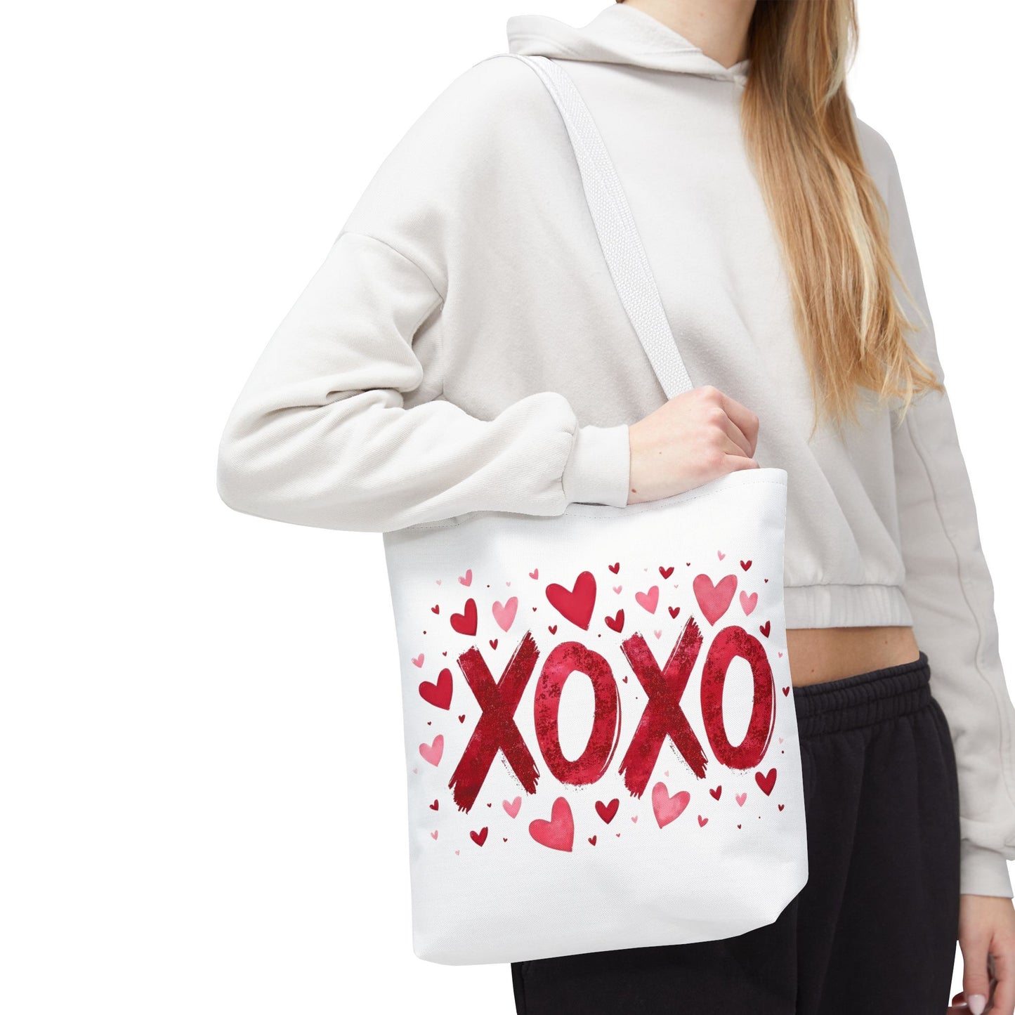 XOXO Hearts Tote Bag - Stylish Reusable Shopping Bag for Valentine's Day and Everyday Use