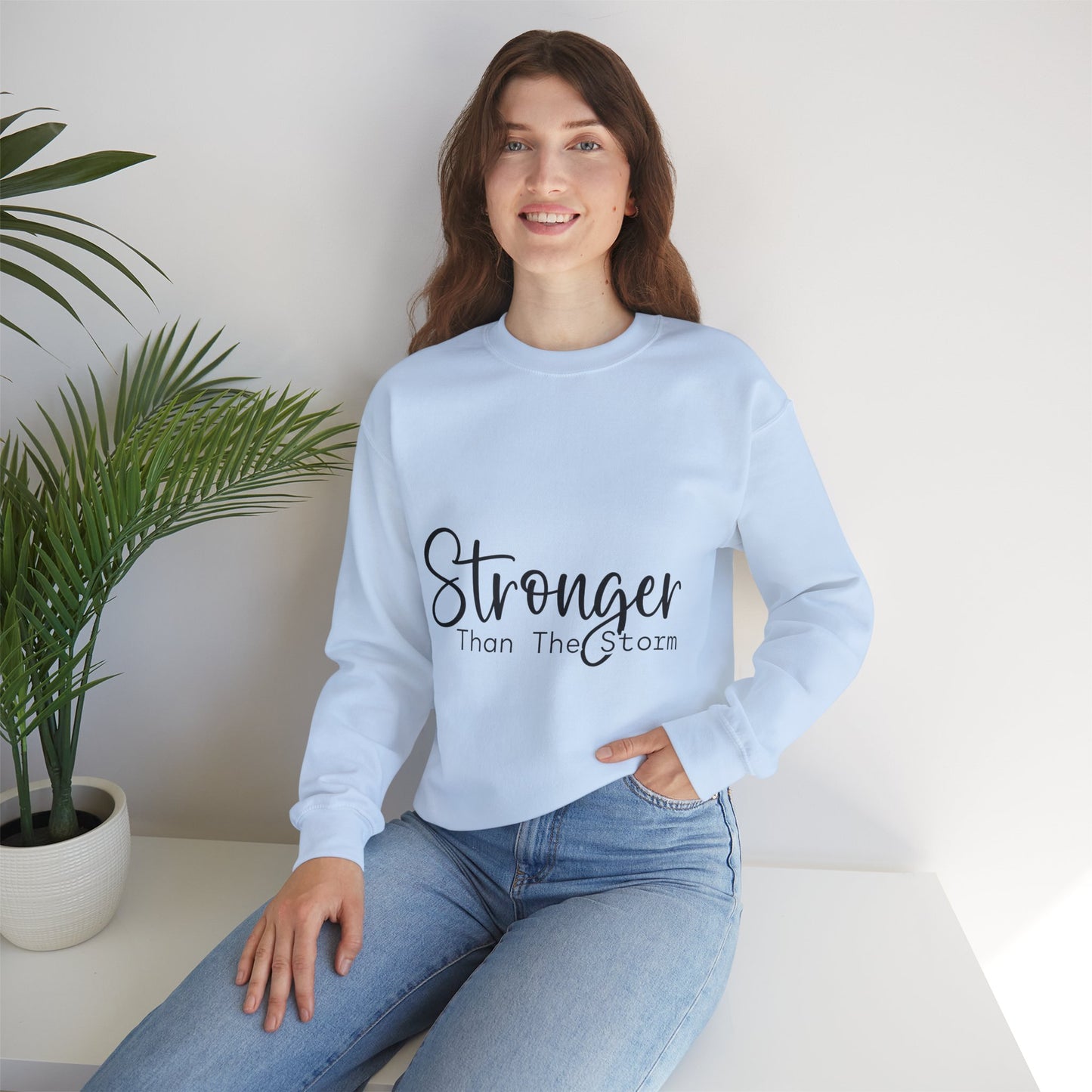 Stronger Than The Storm Unisex Heavy Blend Crewneck Sweatshirt | Cozy Casual Wear