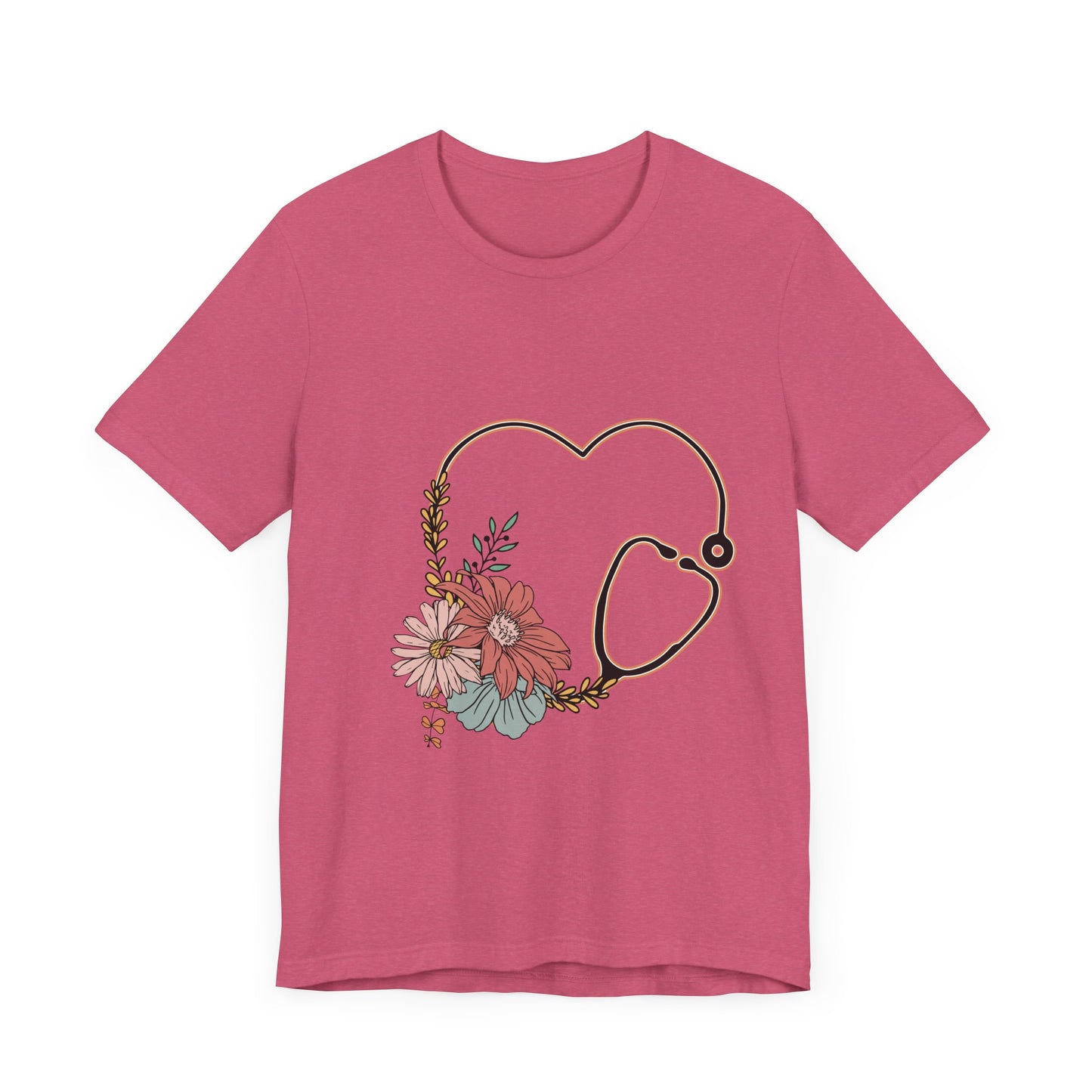 Floral Stethoscope Unisex Jersey Tee - Perfect Gift for Healthcare Workers