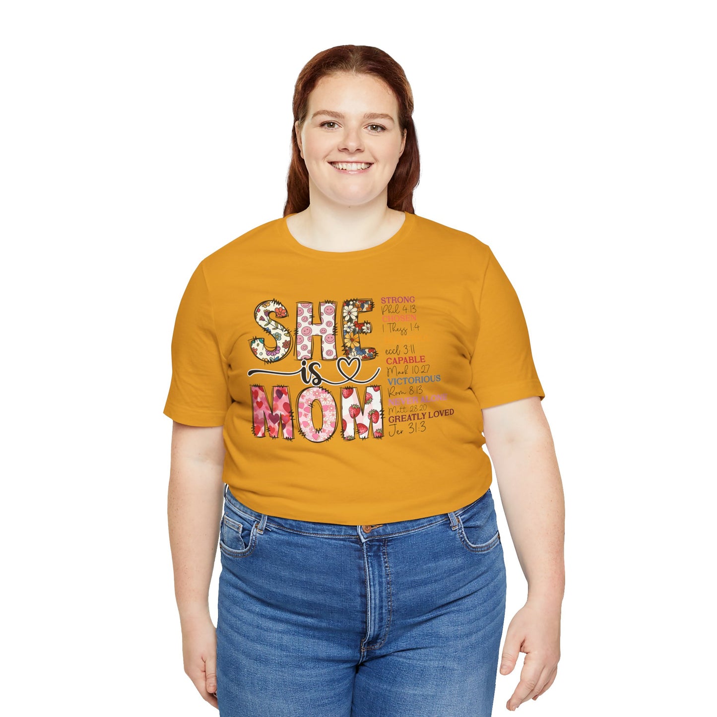 Empowering Unisex Mom Tee - "She is Mom" Floral Design