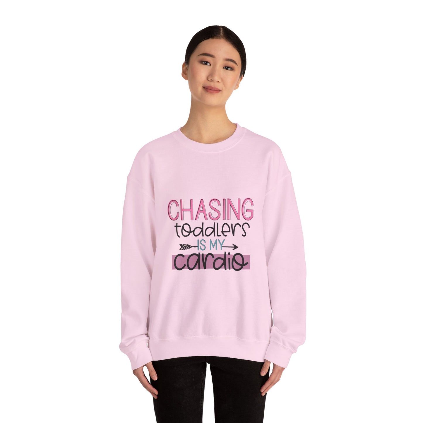 Chasing Toddlers Crewneck Sweatshirt | Funny Parenthood Apparel