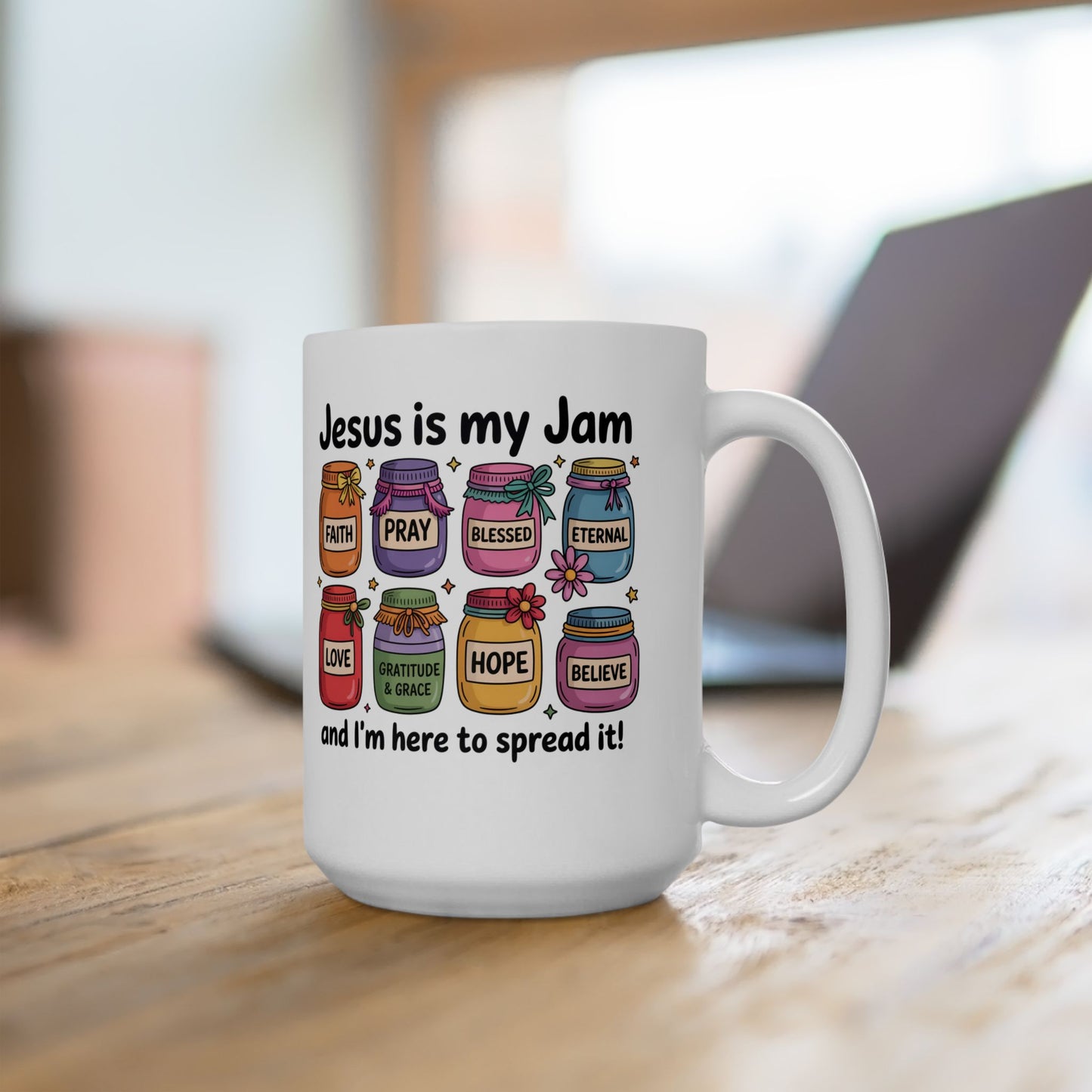Christian Ceramic Mug - "Jesus is My Jam" Inspirational Coffee Cup