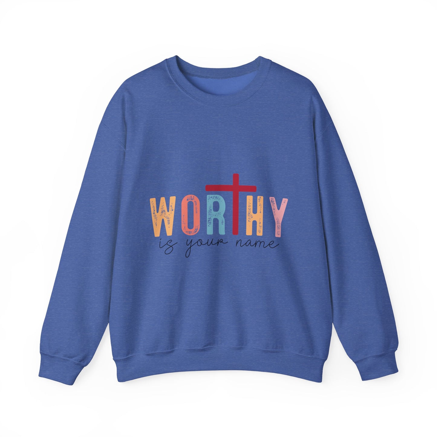 Worthy Unisex Heavy Blend Crewneck Sweatshirt - Inspirational Faith Apparel