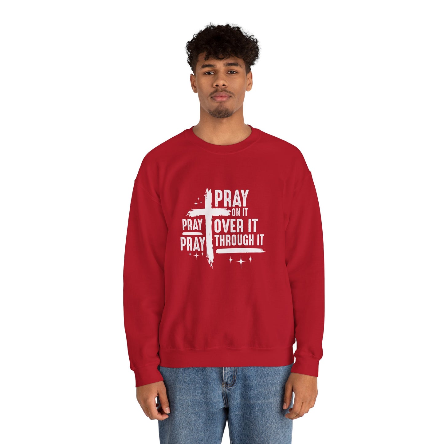 Faith-Inspired Unisex Crewneck Sweatshirt - 'Pray on it, Pray over it, Pray through it'