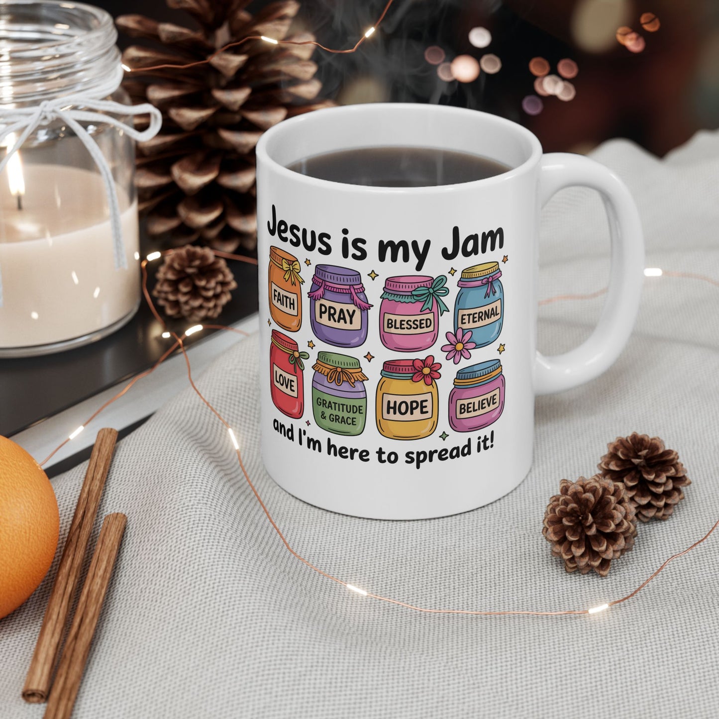 Christian Ceramic Mug - "Jesus is My Jam" Inspirational Coffee Cup
