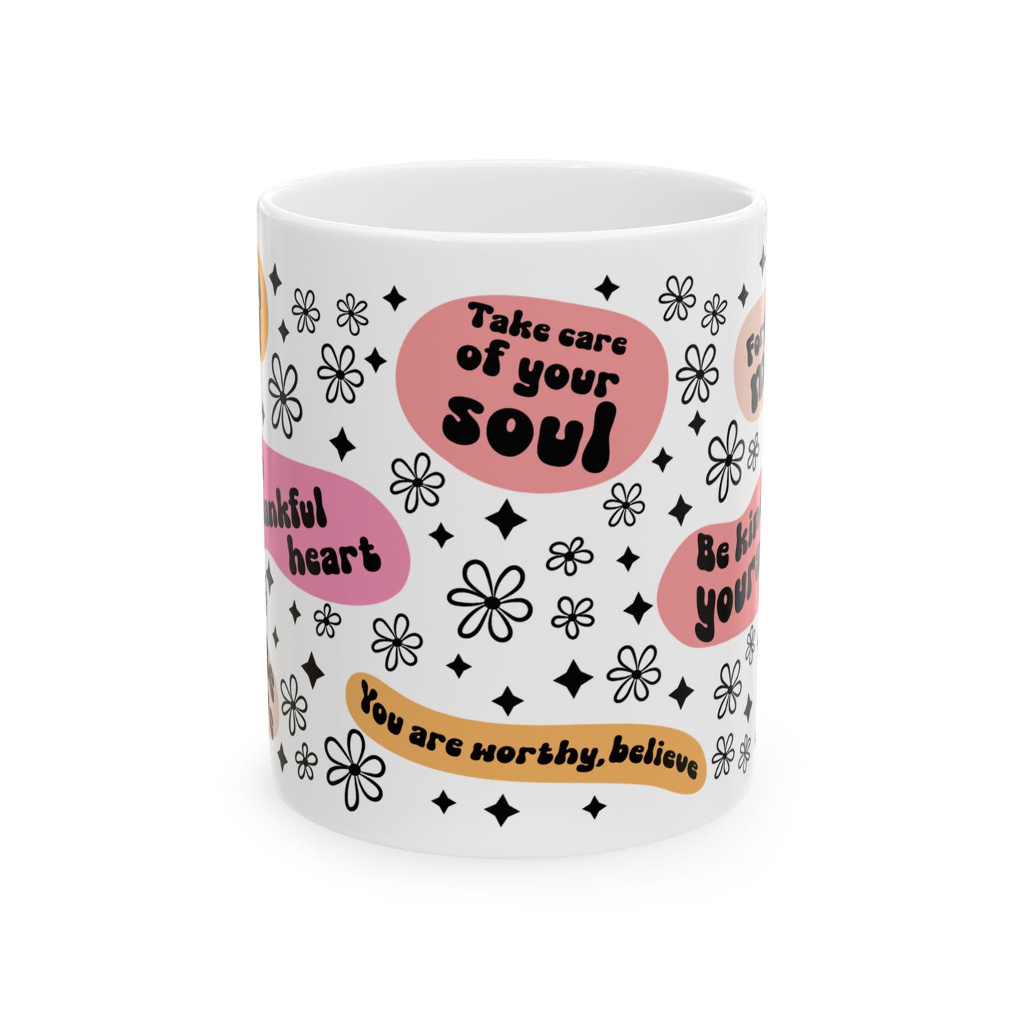 Inspirational Ceramic Mug - Self-Care & Positivity Quotes