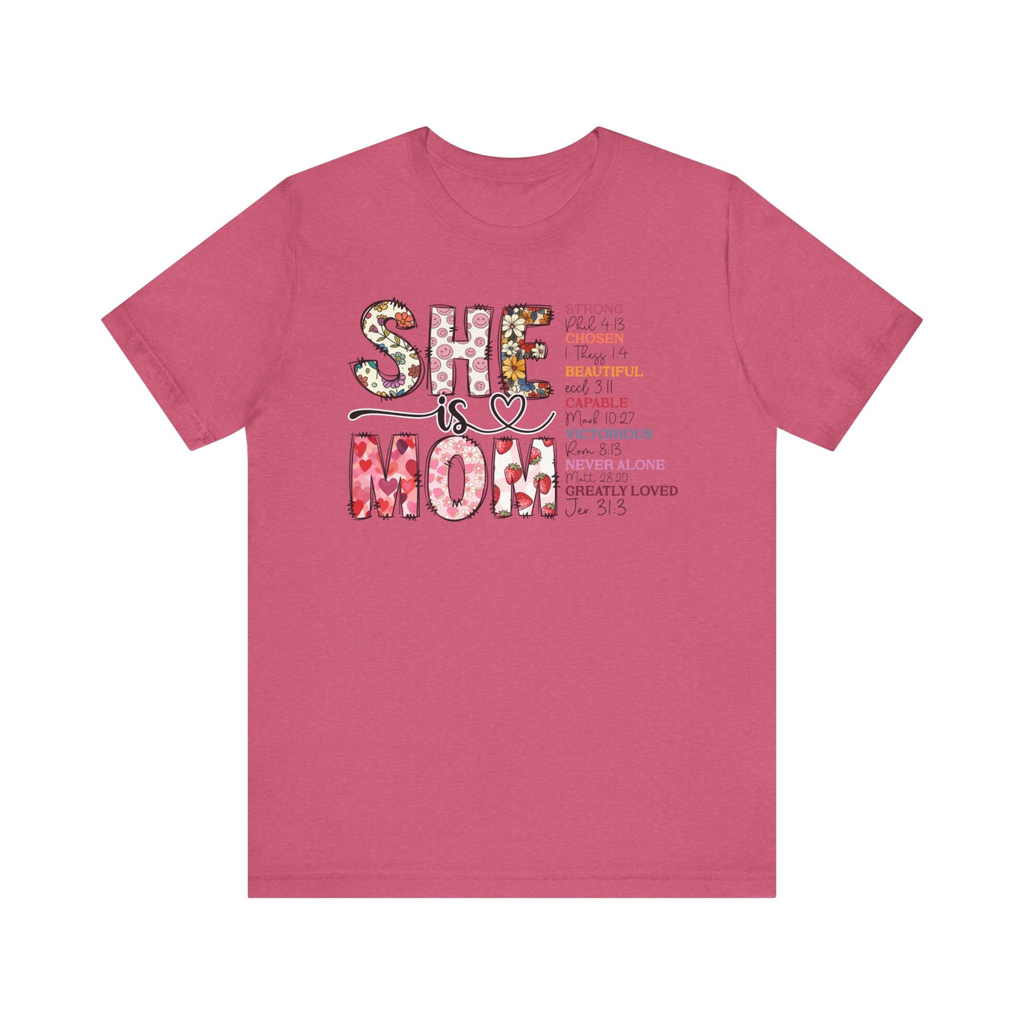 Empowering Unisex Mom Tee - "She is Mom" Floral Design