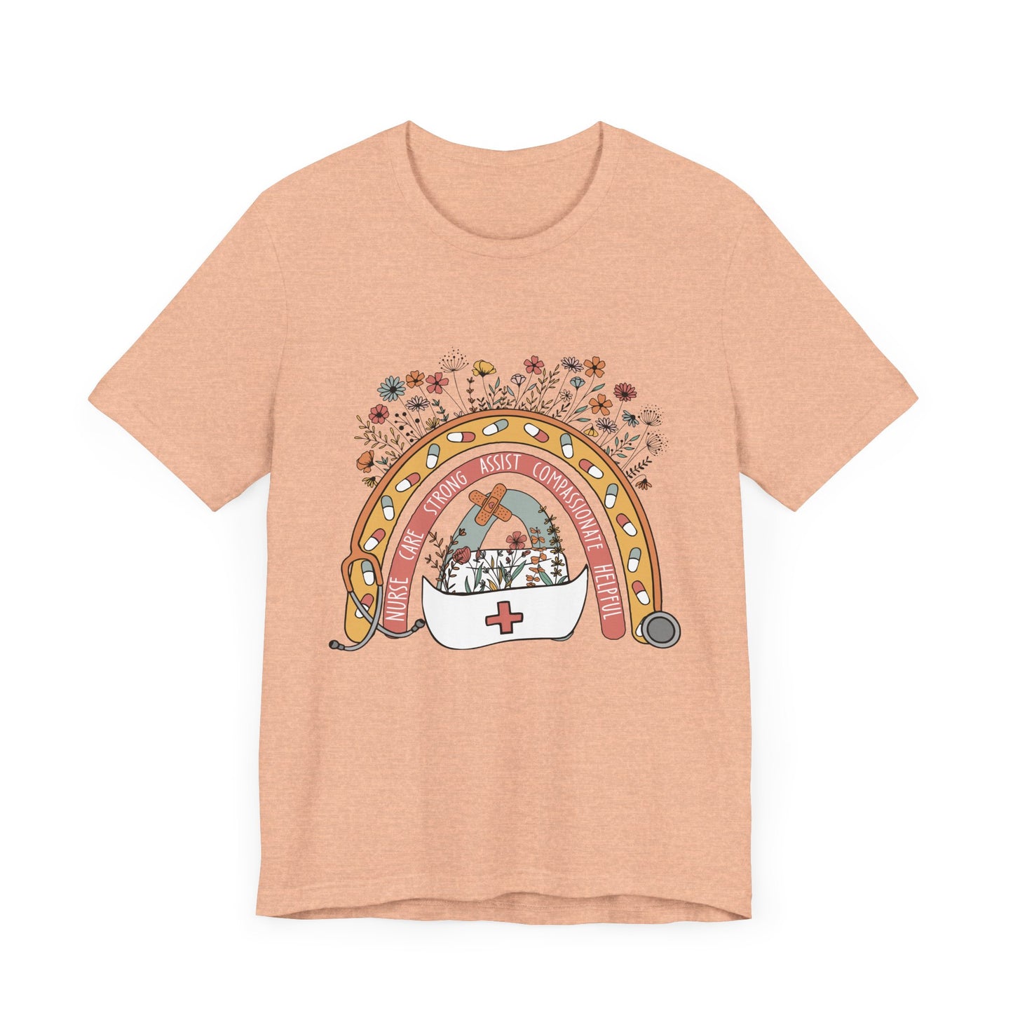 Floral Nurse Support Tee - Unisex Jersey Short Sleeve