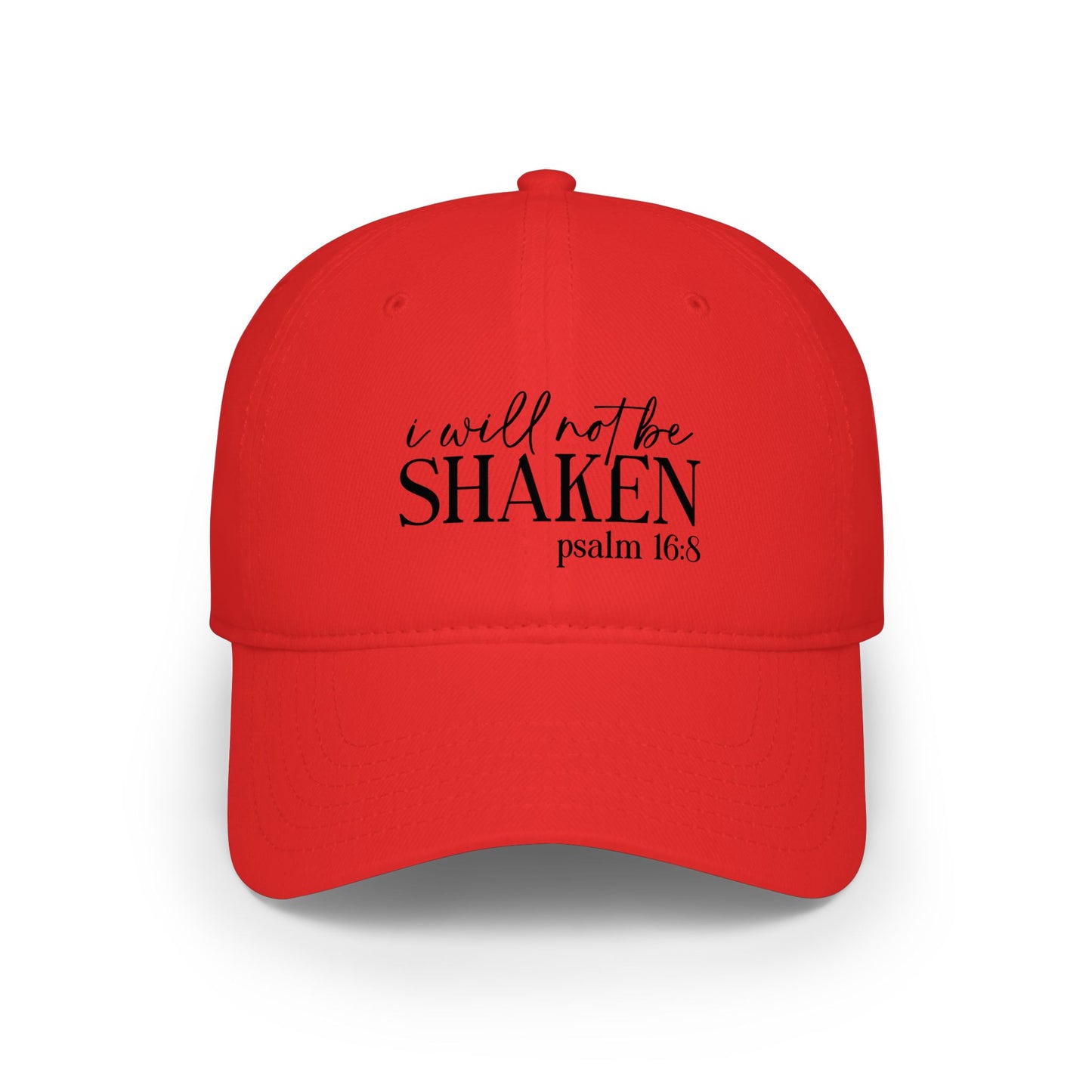 Baseball Cap — "I Will Not Be Shaken" Psalm 16:8 Christian Faith Hat