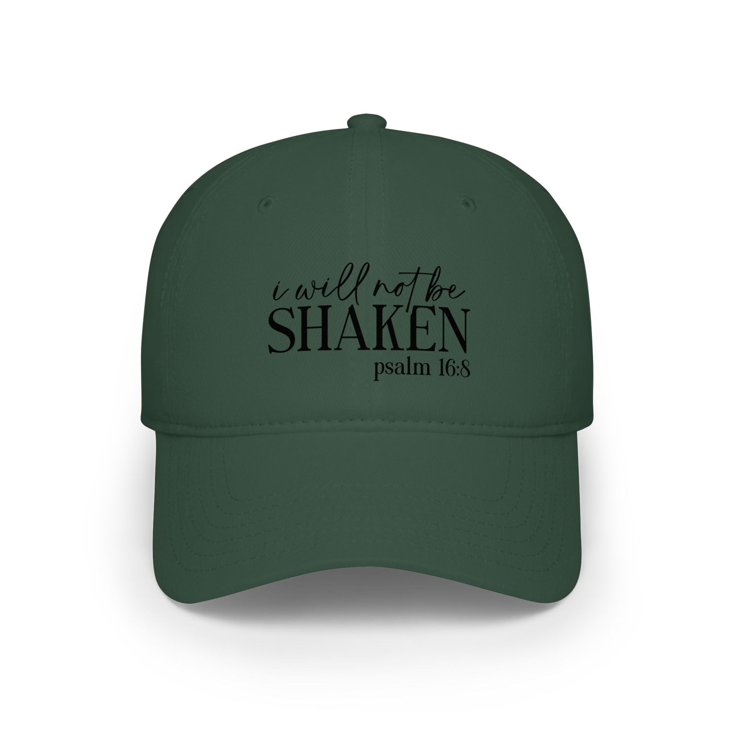 Baseball Cap — "I Will Not Be Shaken" Psalm 16:8 Christian Faith Hat