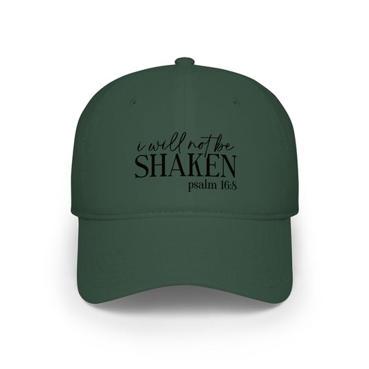 Baseball Cap — "I Will Not Be Shaken" Psalm 16:8 Christian Faith Hat