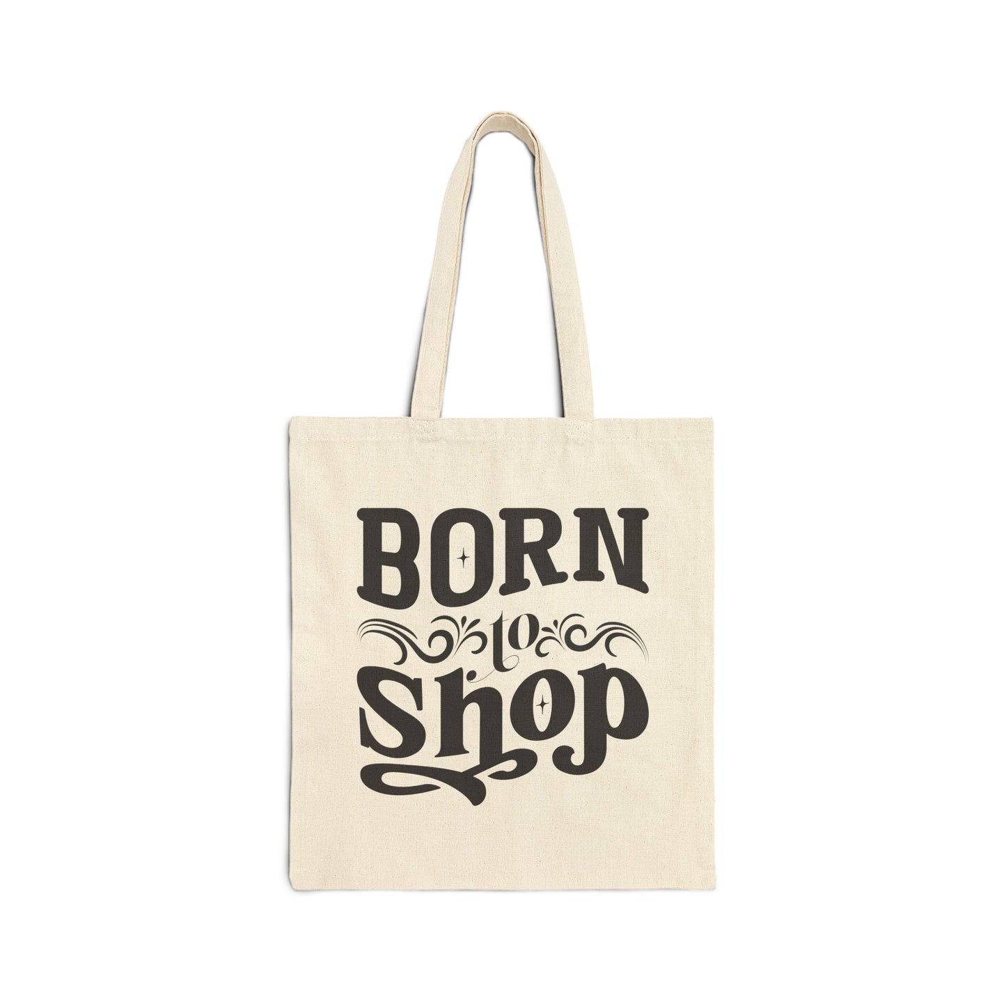 Born to Shop Cotton Canvas Tote Bag - Stylish Eco-Friendly Shopper