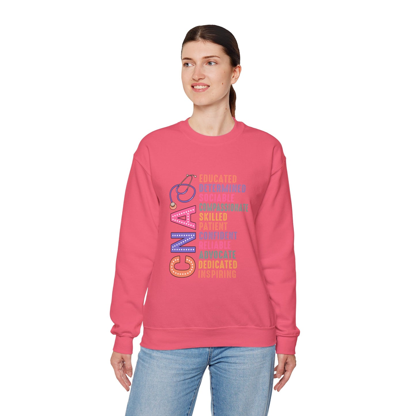CNA Pride Crewneck Sweatshirt - Empowering Words for Caring Professionals